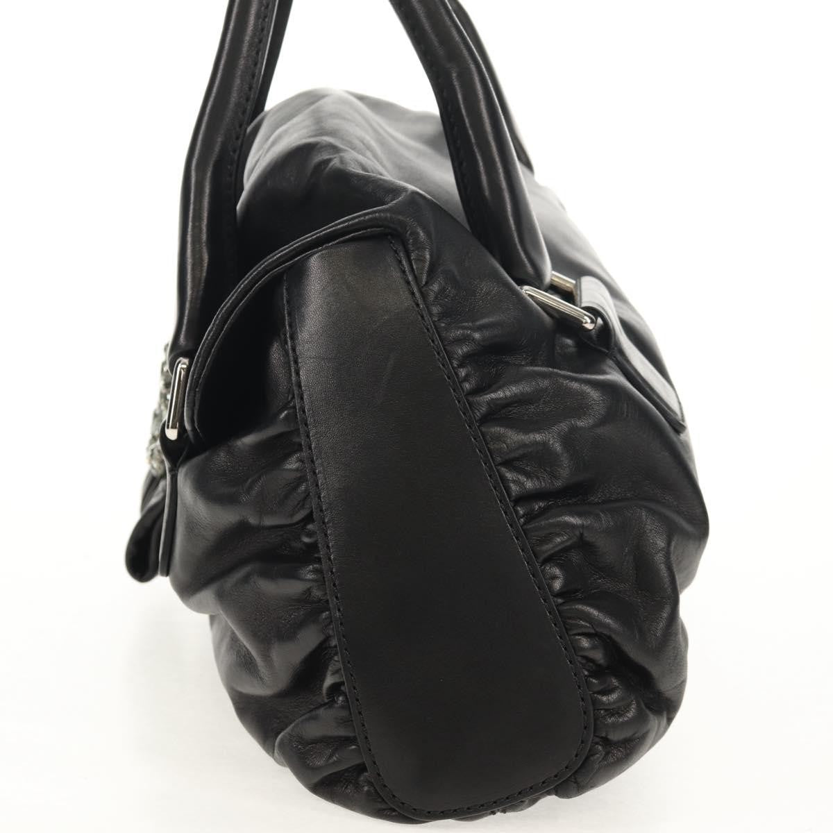 Valentino Garavani Histoire Tote Leather And Strass Black Leather Shoulder Bag Bag (Pre-Owned)