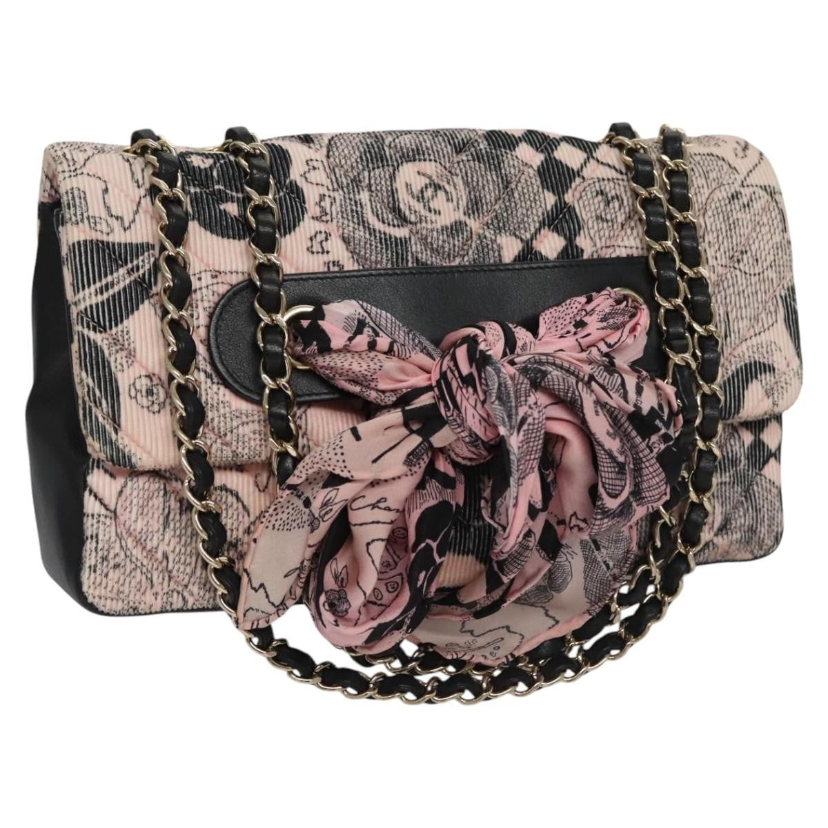 Chanel Flap Shoulder Canvas Pink Cotton Shoulder Bag Bag (Pre-Owned)