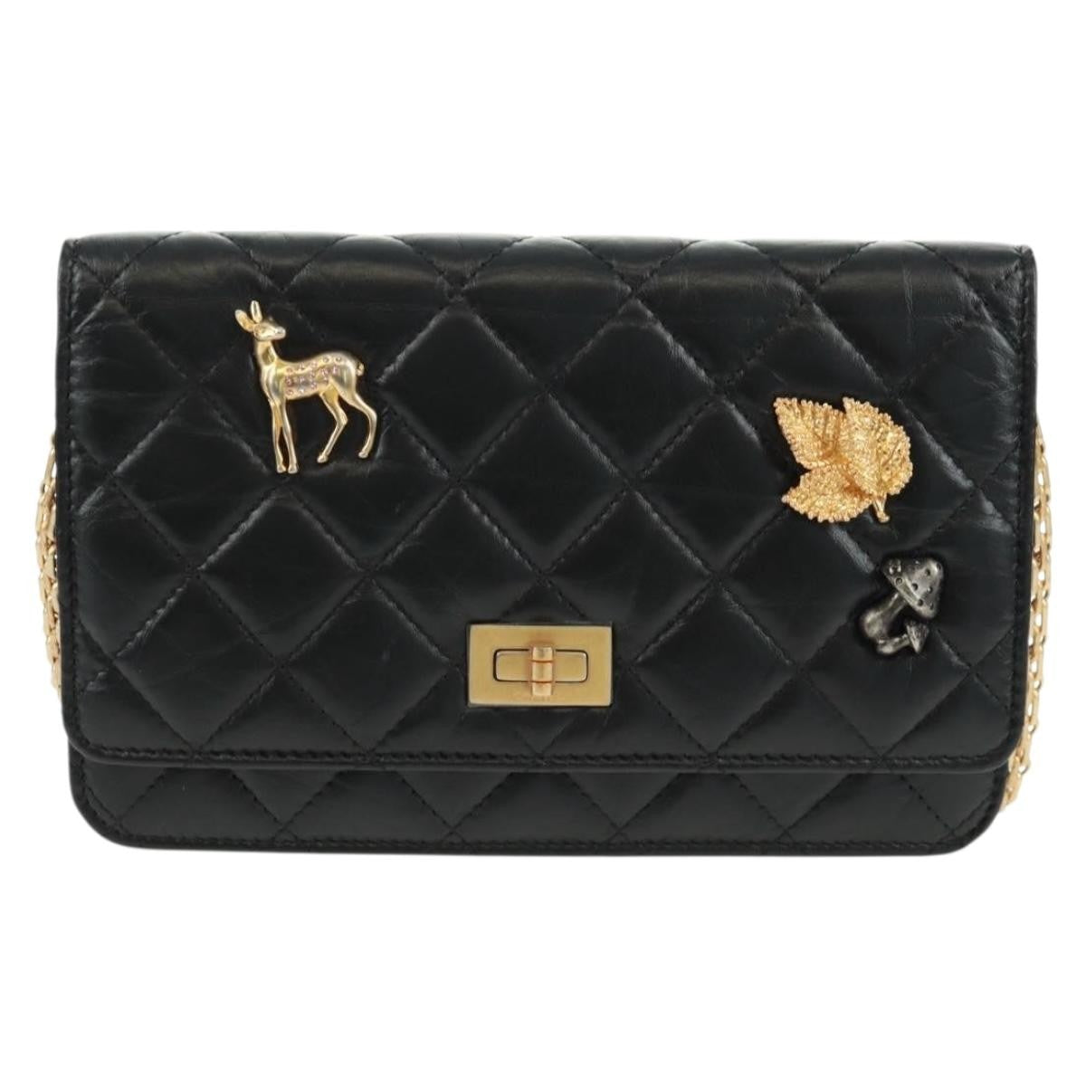 Chanel Lucky Charms Reissue 2.55 Flap Leather Black Leather Shoulder Bag Bag (Pre-Owned)