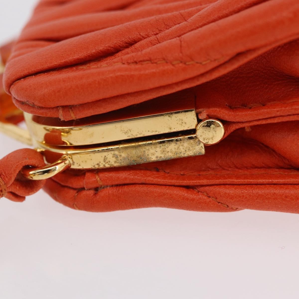 Miu Miu Sword Wallet Charm Leather Matelasse Orange Leather Crossbody Bag Bag (Pre-Owned)
