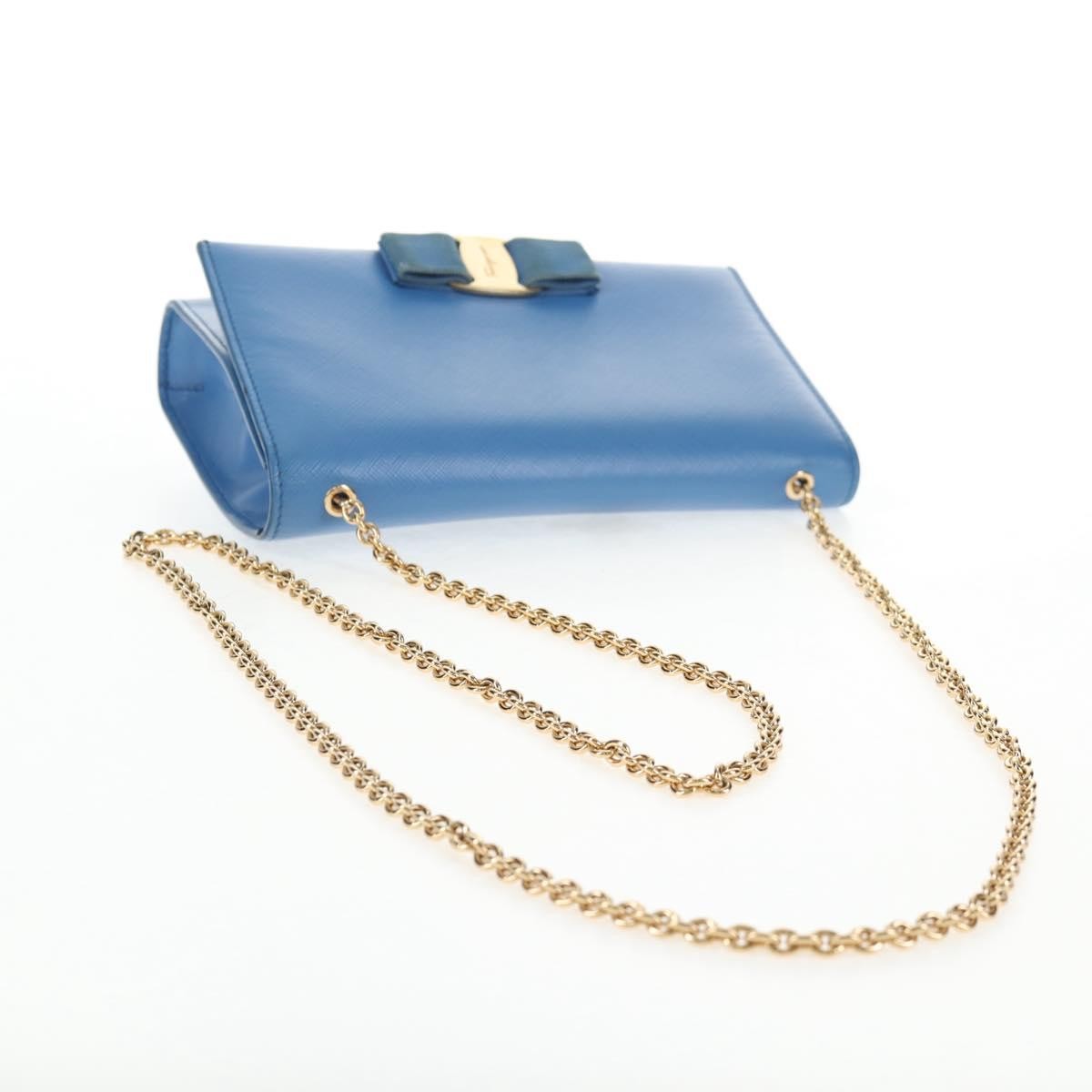 Salvatore Ferragamo Ginny Leather Blue Leather Shoulder Bag Bag (Pre-Owned)