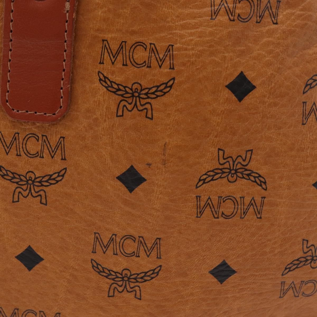 MCM Vicetos Logogram Boston Brown Leather Travel Bag Bag (Pre-Owned)