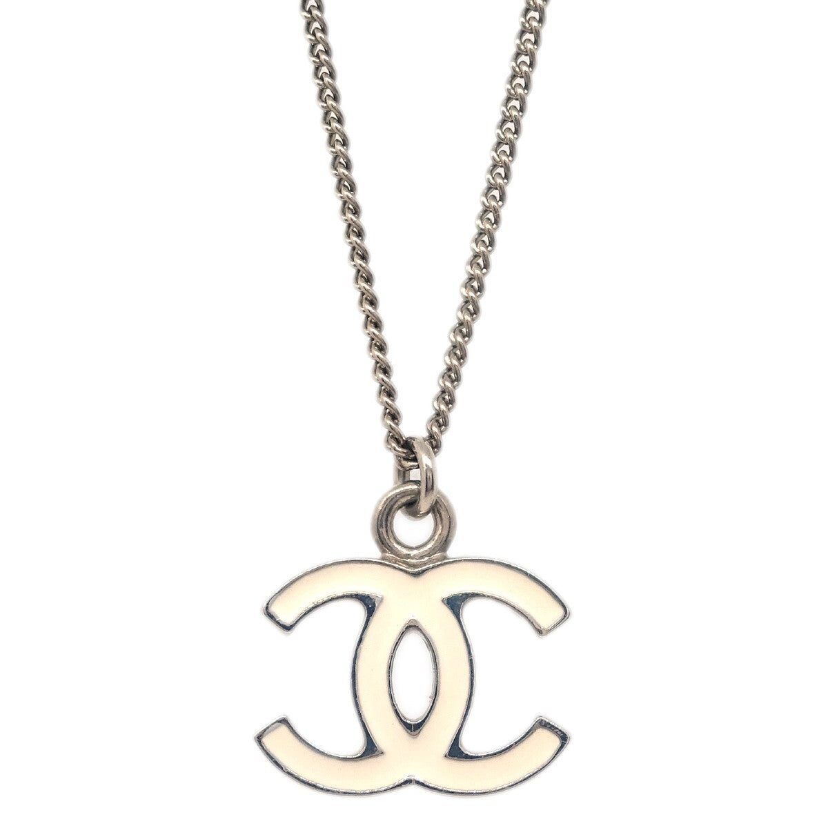 Chanel Cc Logo Pendant Metal Silver Silver_Plated Necklace Jewelry (Pre-Owned)