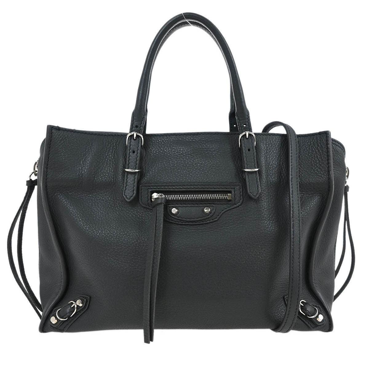 Balenciaga Papier A4 Zip Around Classic Studs Leather Gray Leather Tote Bag Bag (Pre-Owned)