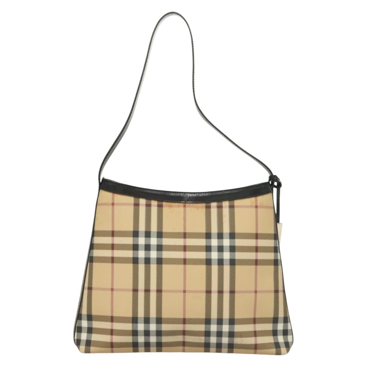 Burberry Shoulder Nova Check Canvas Beige Pvc Bag (Pre-Owned)