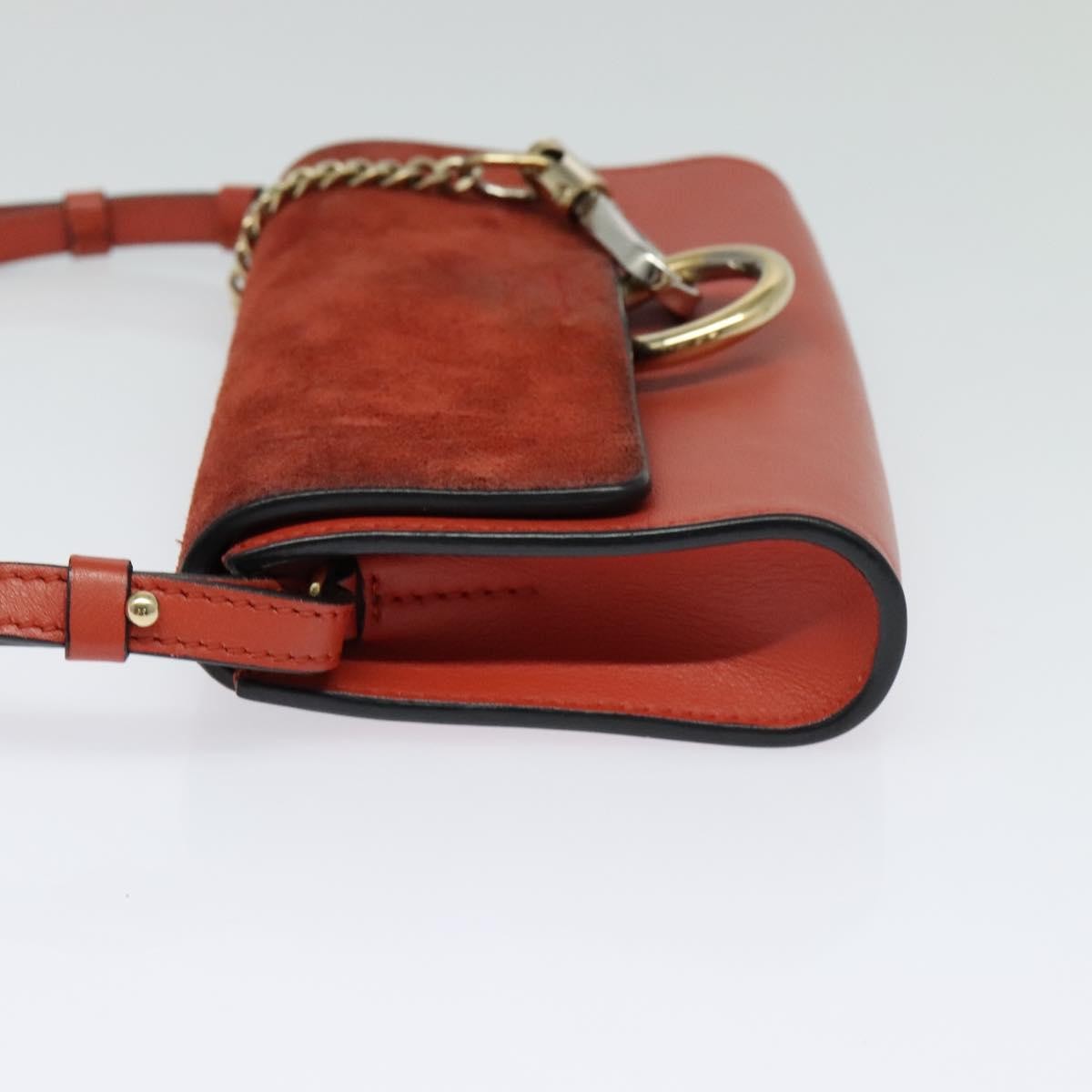 Chloe Faye Leather And Suede Red Leather Shoulder Bag Bag (Pre-Owned)