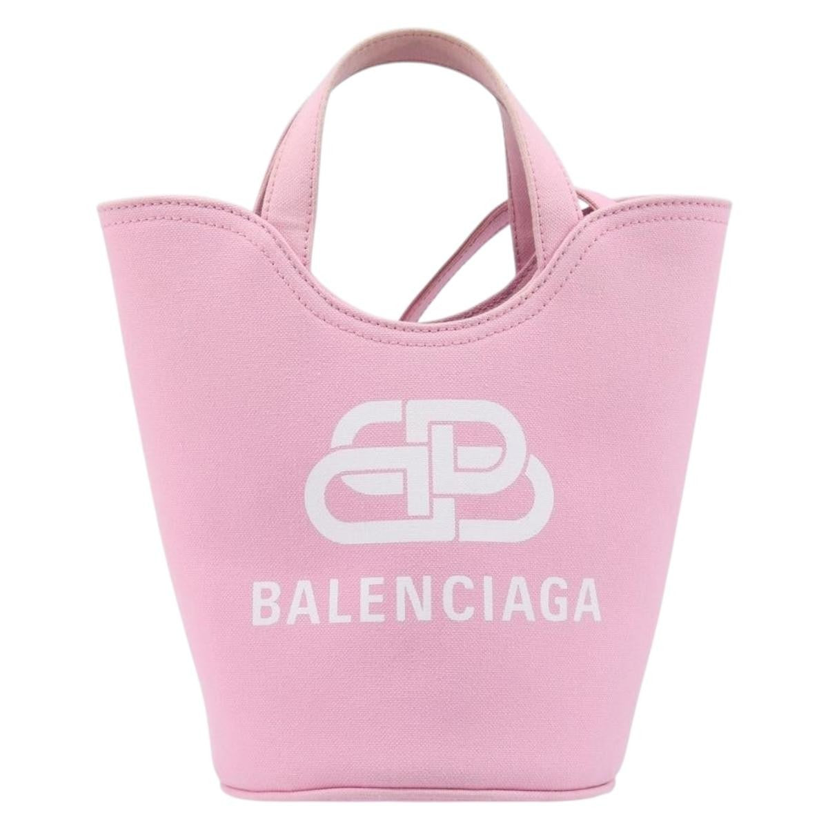 Balenciaga Wave Bucket Printed Canvas Pink Canvas Tote Bag Bag (Pre-Owned)