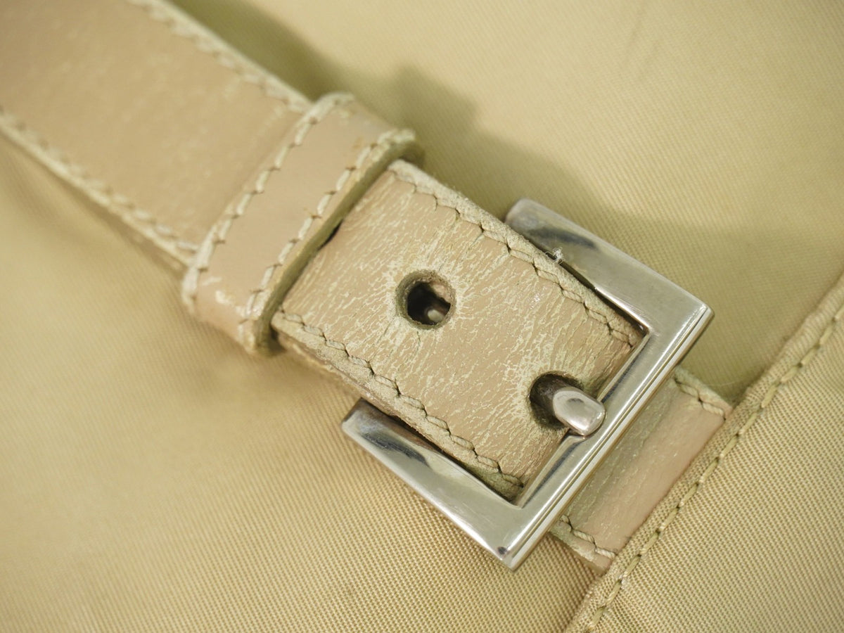 Prada Buckle Messenger Tessuto Beige Nylon Shoulder Bag Bag (Pre-Owned)