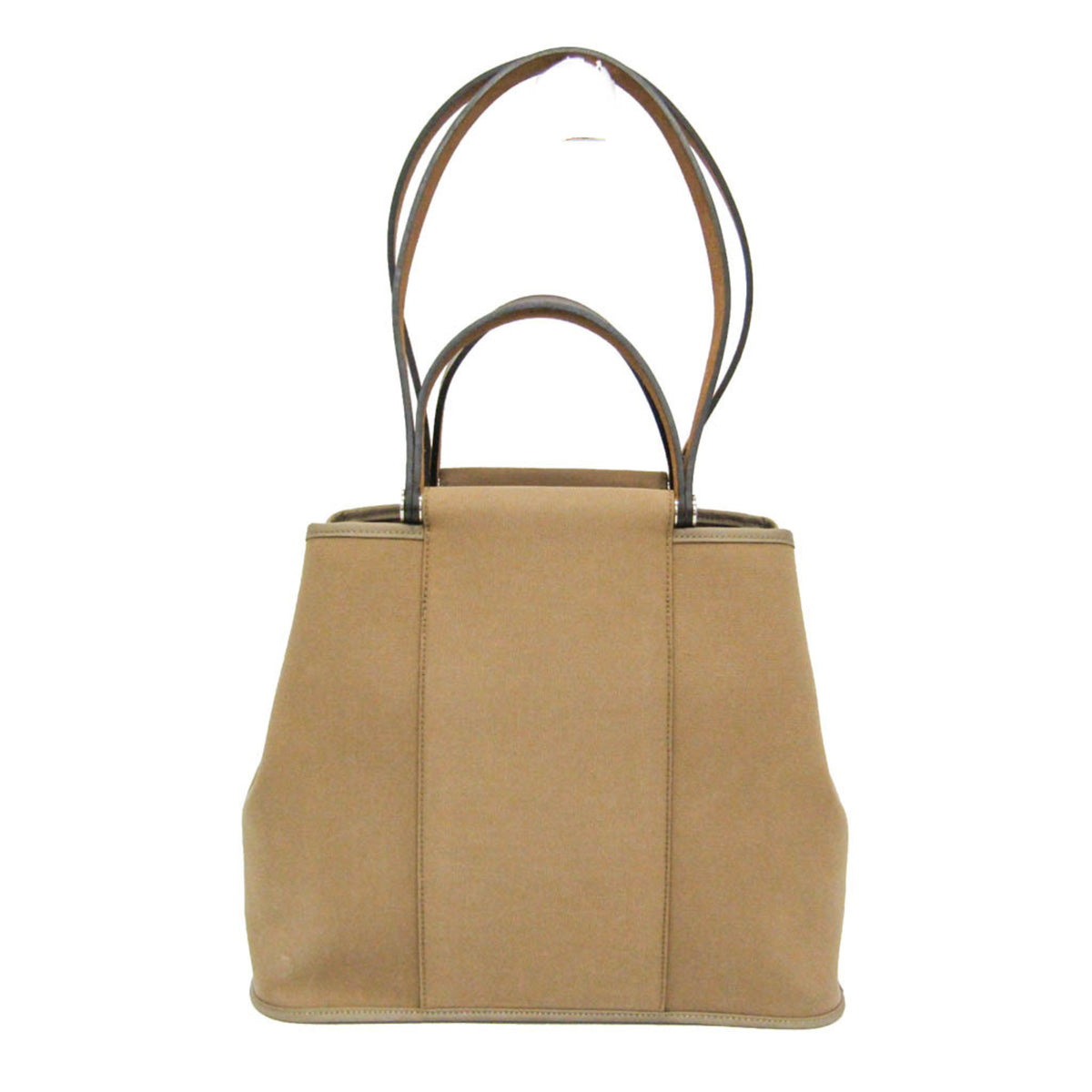 Hermes Cabag Toile And Leather Brown Canvas Handbag (Pre-Owned)