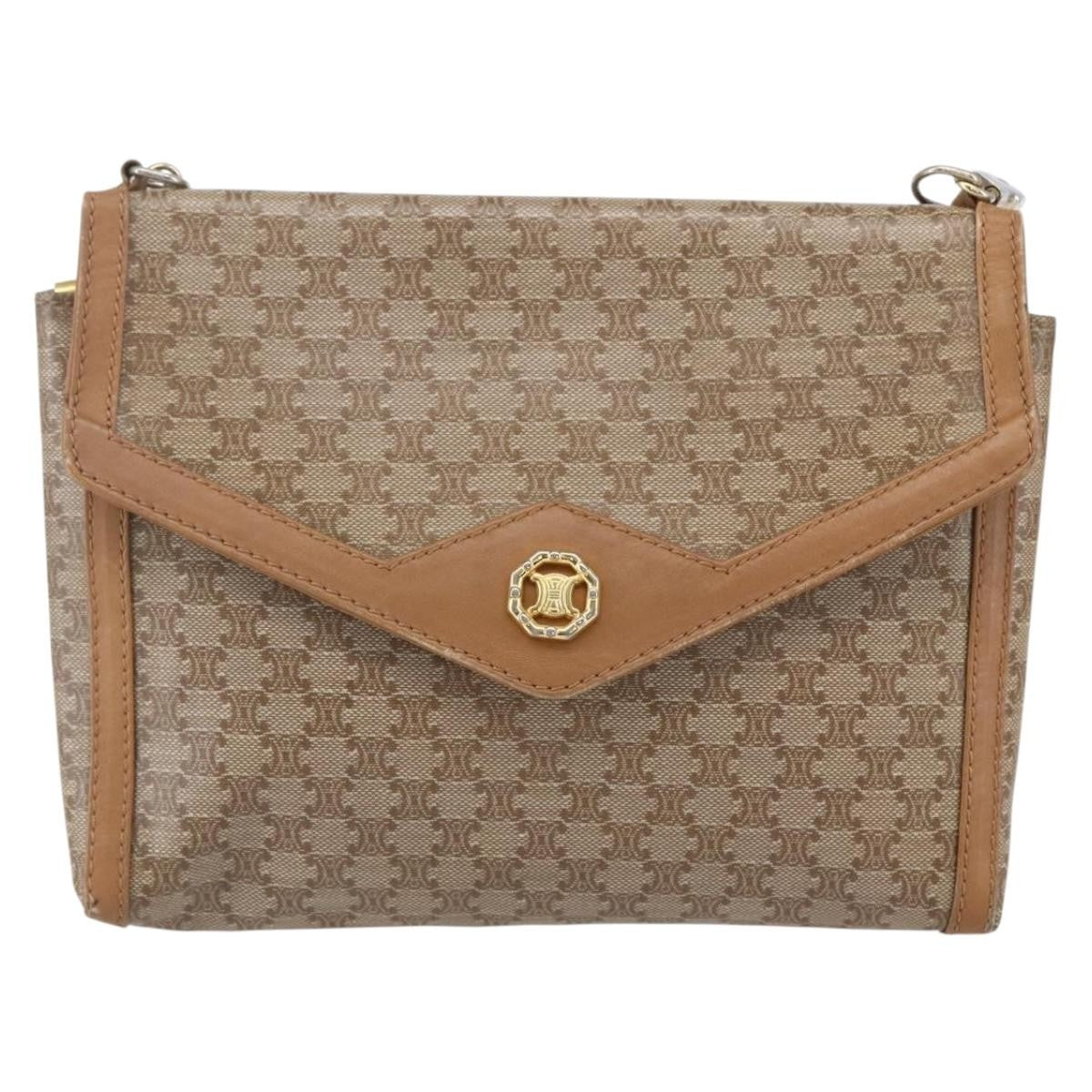 Celine Vintage Macadam Canvas And Leather Beige Canvas Shoulder Bag Bag (Pre-Owned)