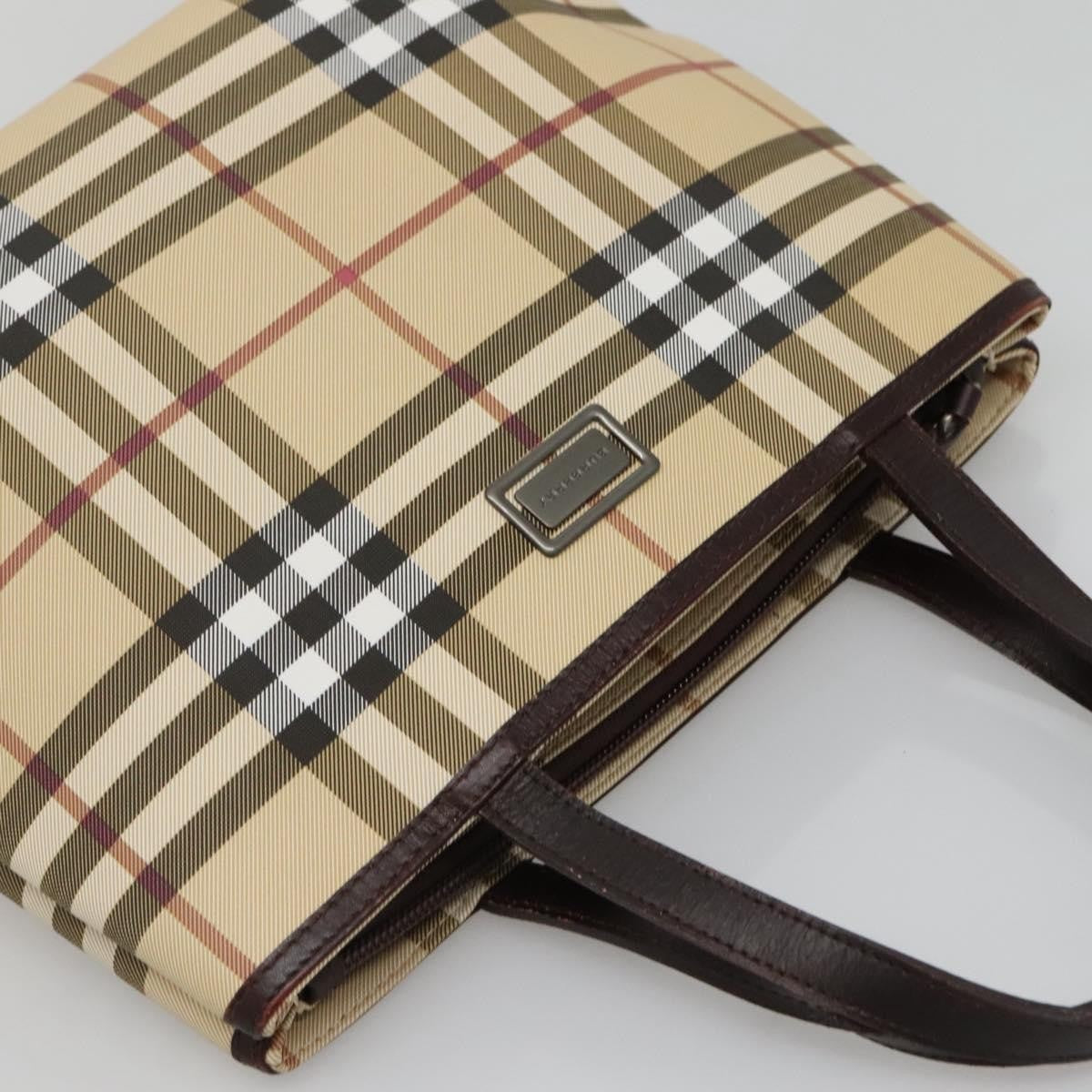 Burberry Nova Check Nova Check Canvas Beige Canvas Handbag (Pre-Owned)