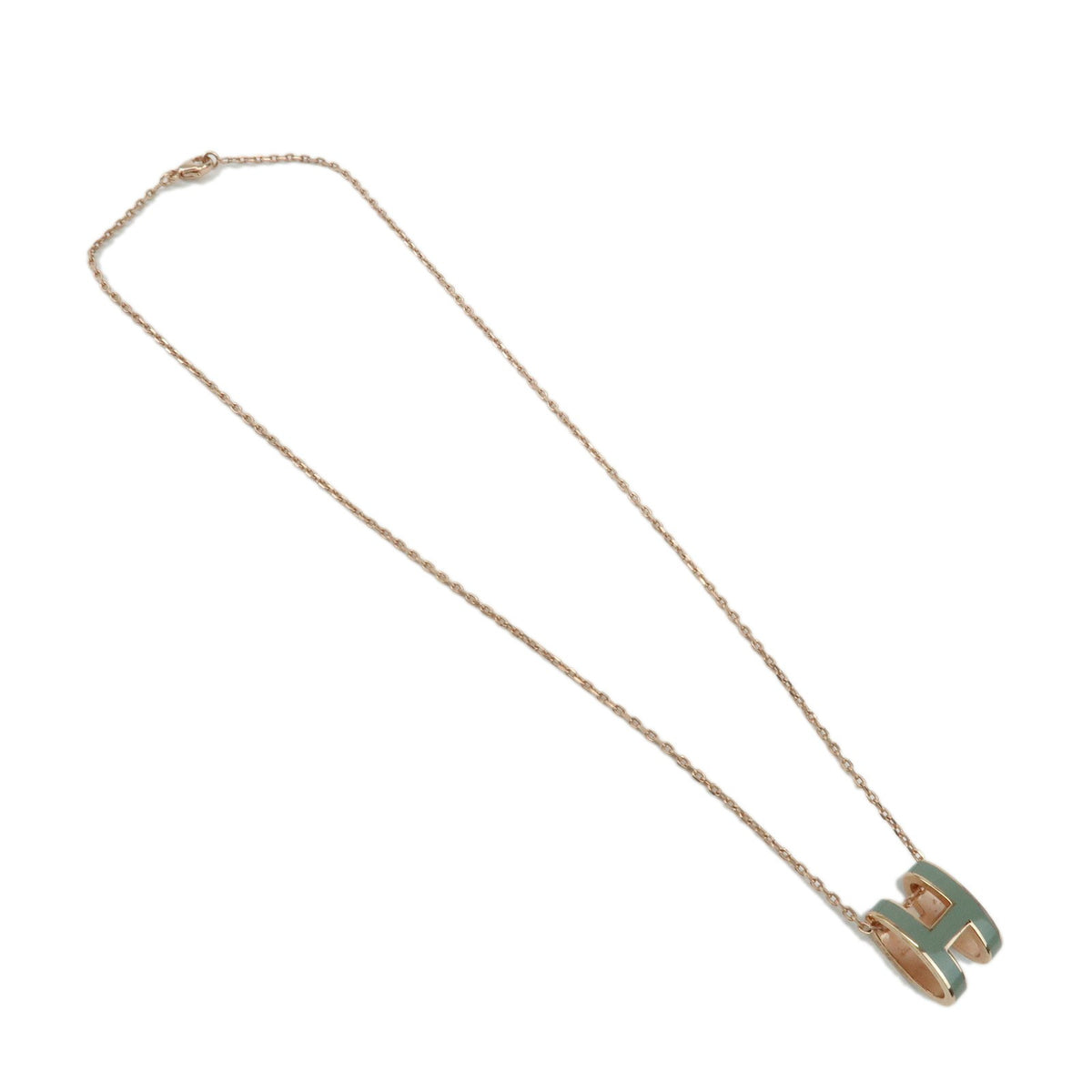 Hermes Pop H Pendant Chain Metal And Enamel Pink Rose_Gold Necklace Jewelry (Pre-Owned)
