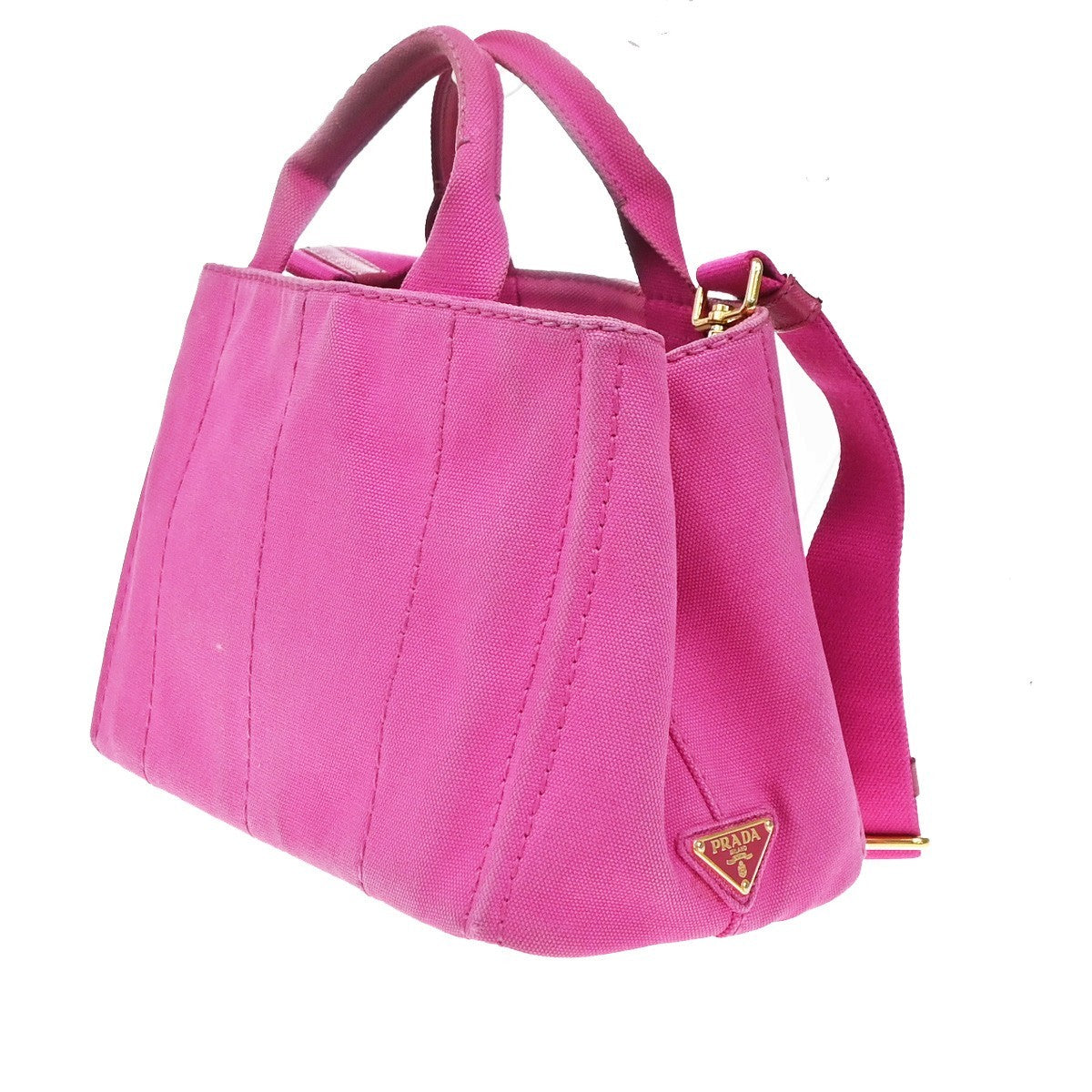 Prada Canapa Open Tote Canvas Pink Canvas Tote Bag Bag (Pre-Owned)