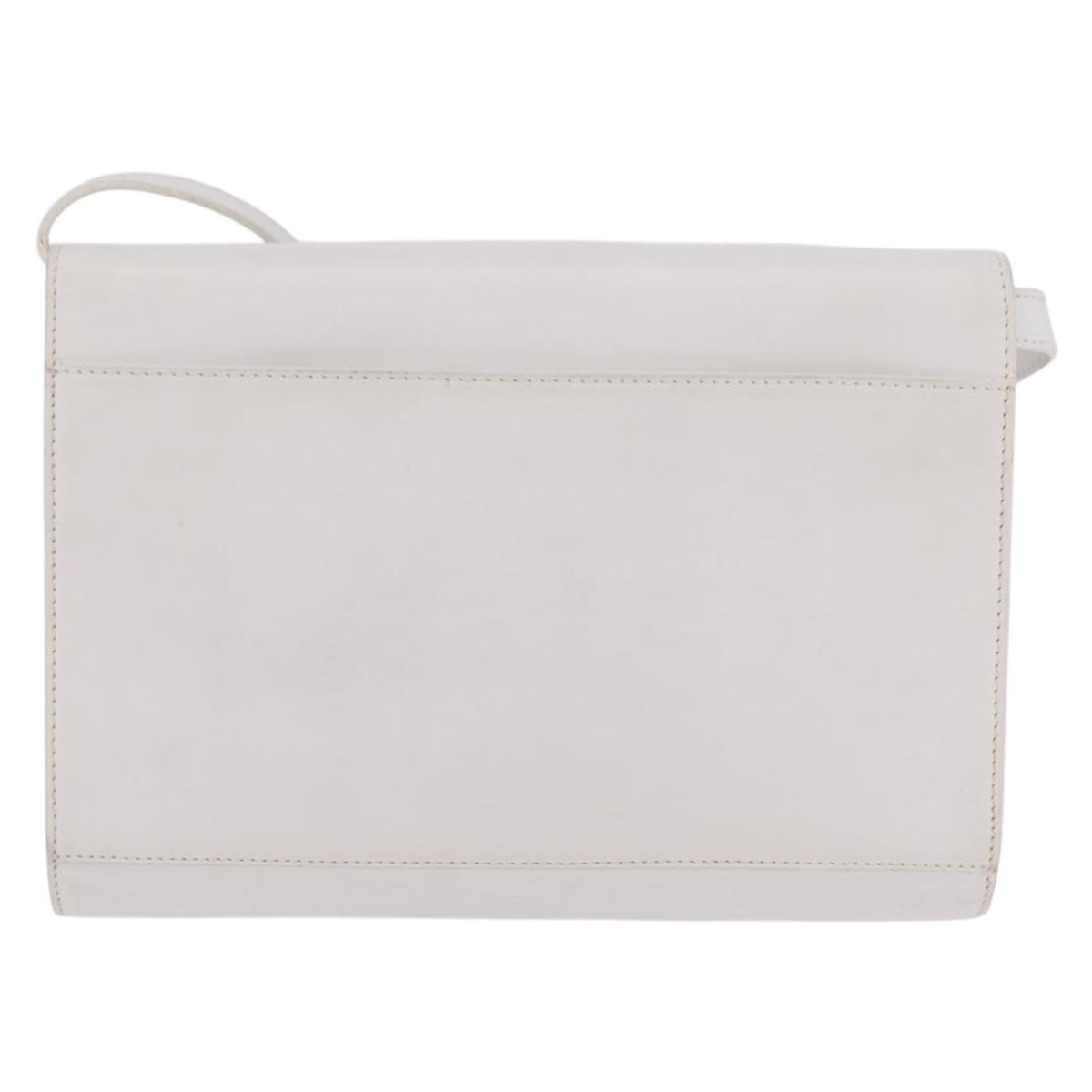 Celine Vintage Circle Logo Leather White Leather Crossbody Bag Bag (Pre-Owned)