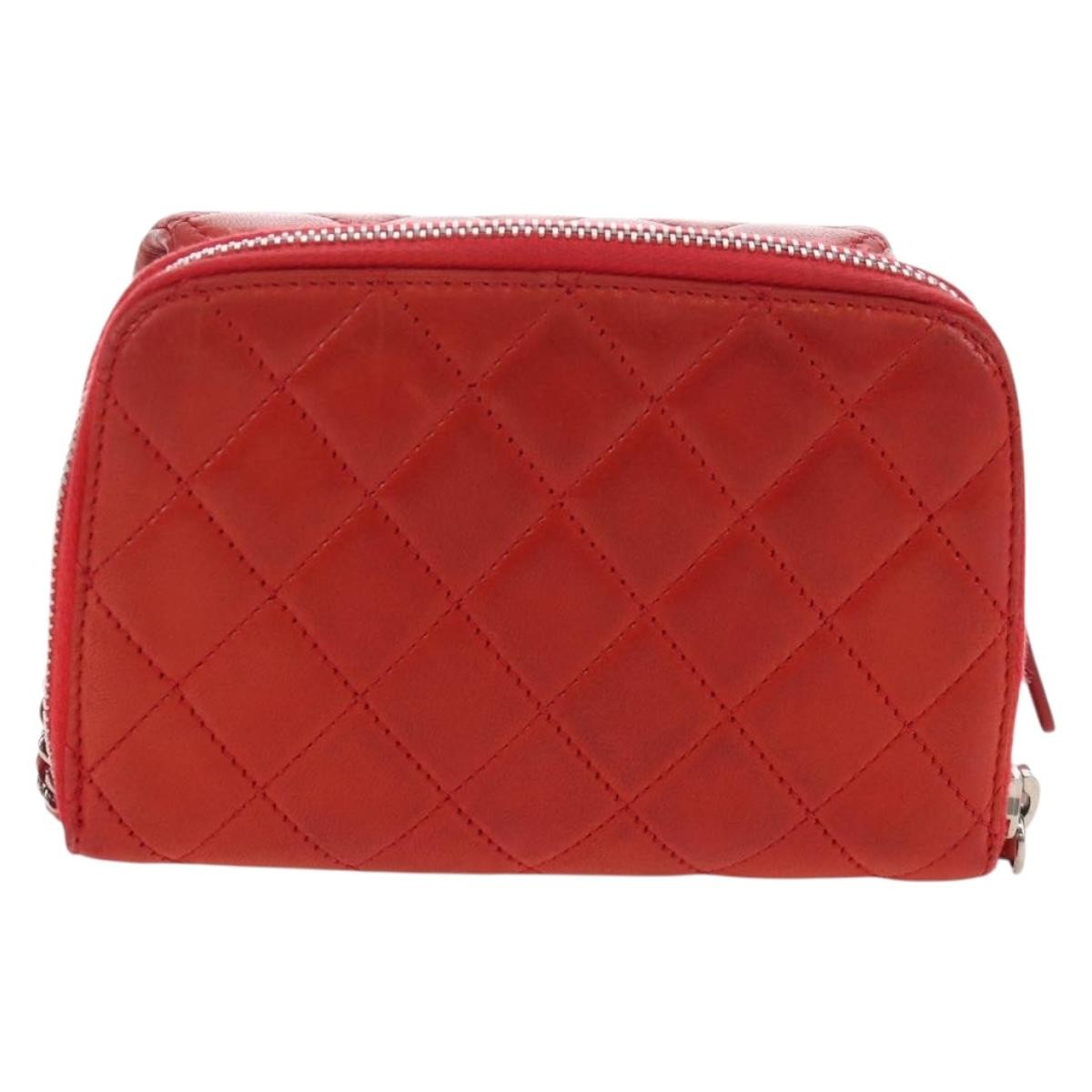 Chanel Wallet On Chain Flap Quilted Calfskin Red Leather Handbag (Pre-Owned)