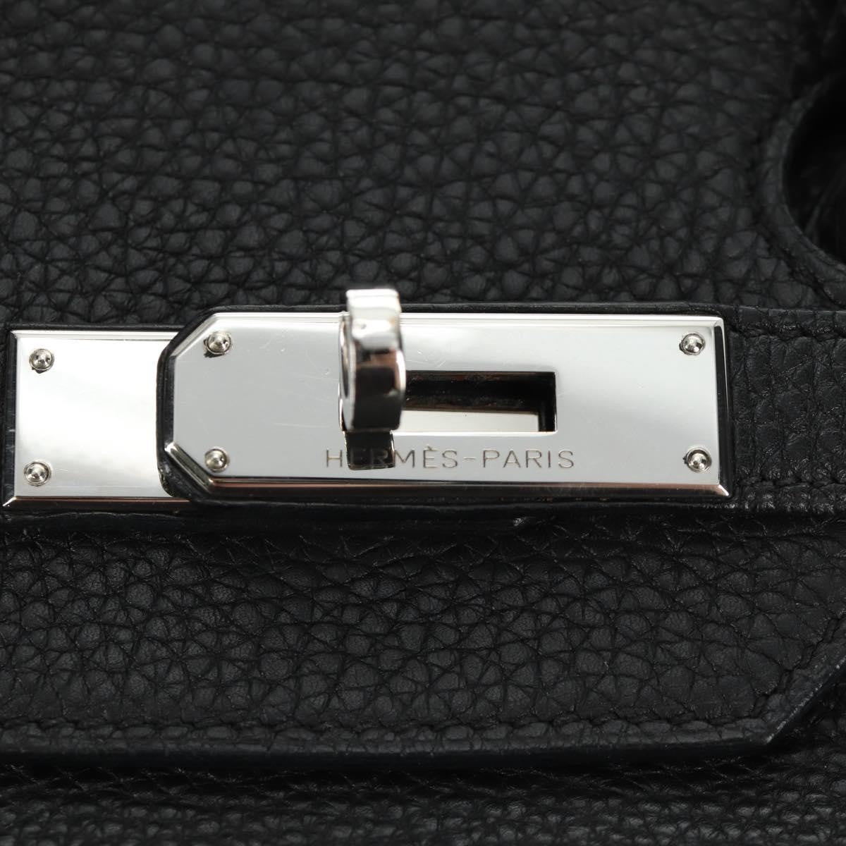 Hermes Birkin Black Clemence With Palladium Hardware Black Leather Handbag (Pre-Owned)