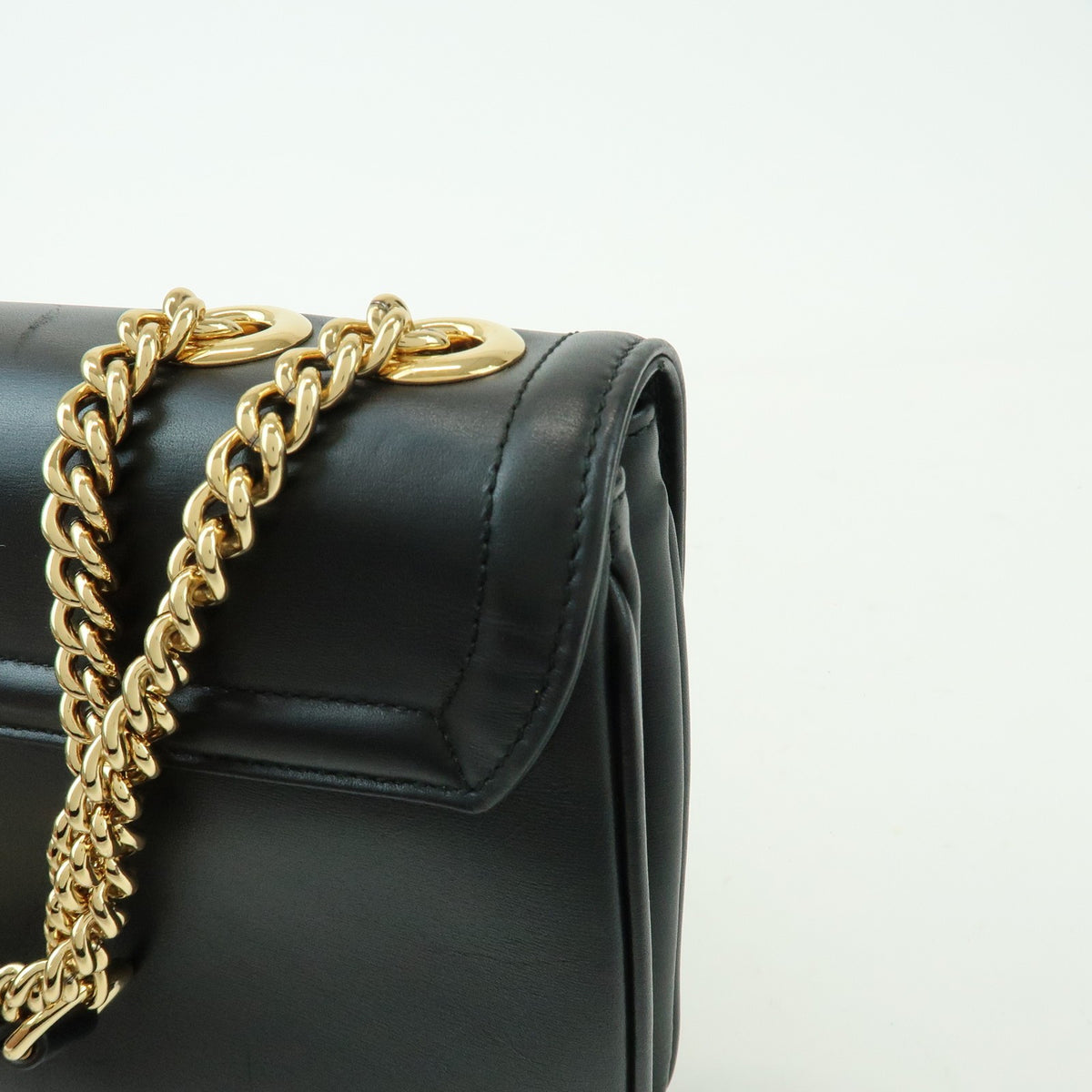 Gucci Rajah Chain Leather Black Leather Tote Bag Bag (Pre-Owned)