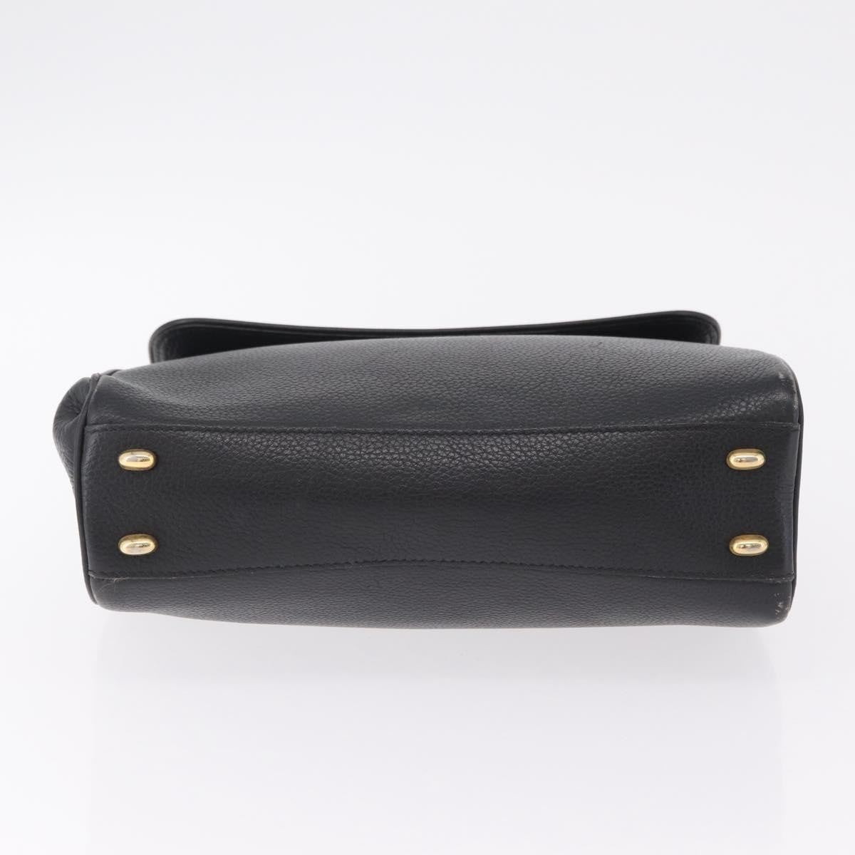 Celine Top Handle Leather Black Leather Handbag (Pre-Owned)