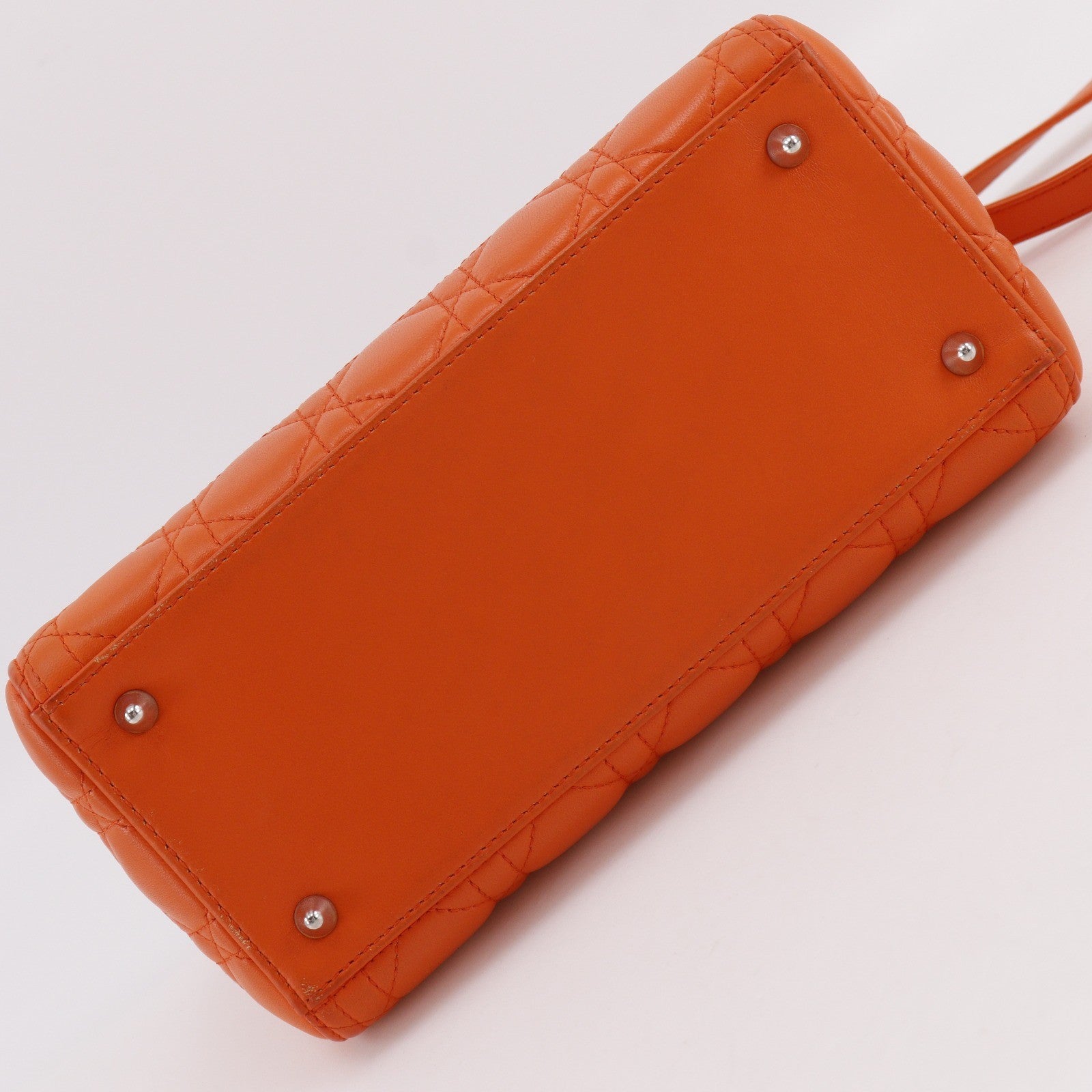 Christian Dior Lady Dior Cannage Orange Leather Handbag (Pre-Owned)
