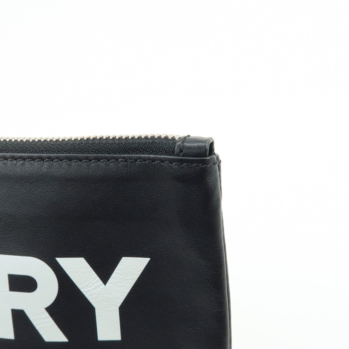 Burberry Logo Zip Printed Leather Black Leather Clutche & Pouche Bag (Pre-Owned)