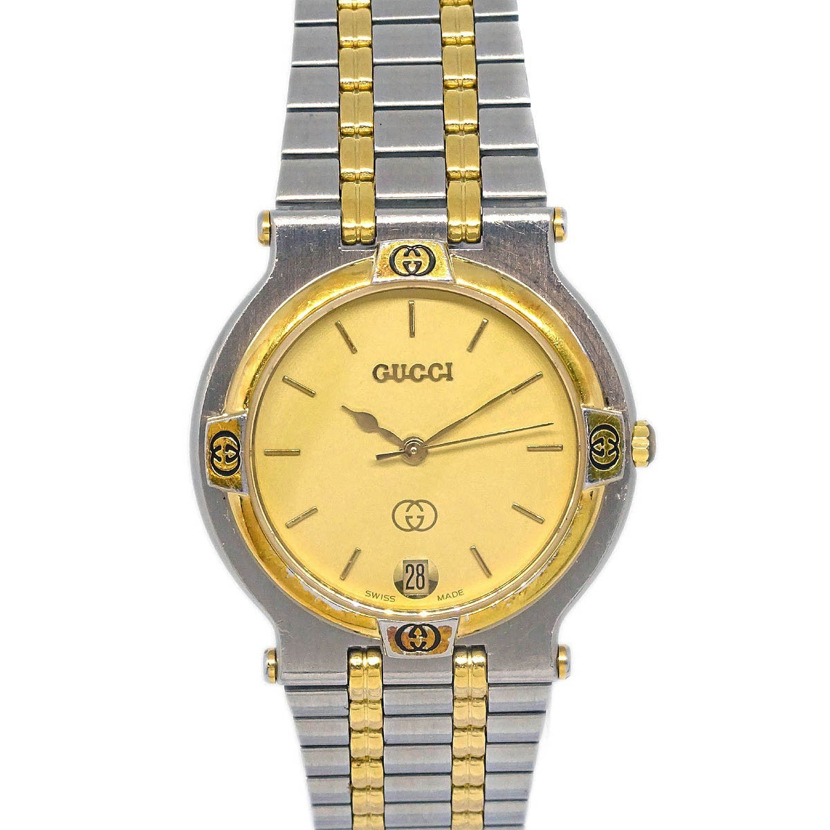 Gucci 9000L Quartz Stainless Steel With Plated Metal Watch (Pre-Owned)