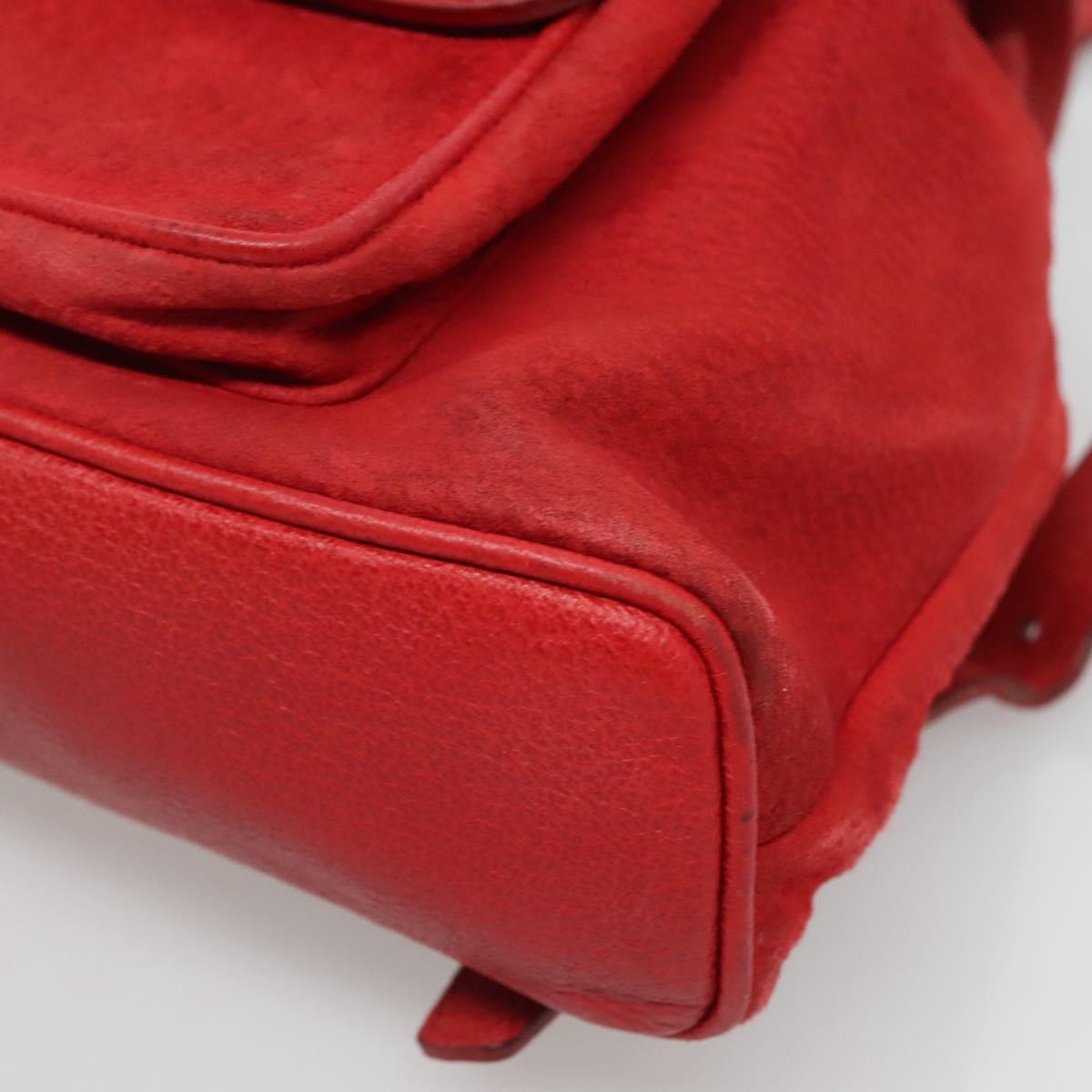 Gucci Vintage Bamboo Suede Red Suede Backpack Bag (Pre-Owned)
