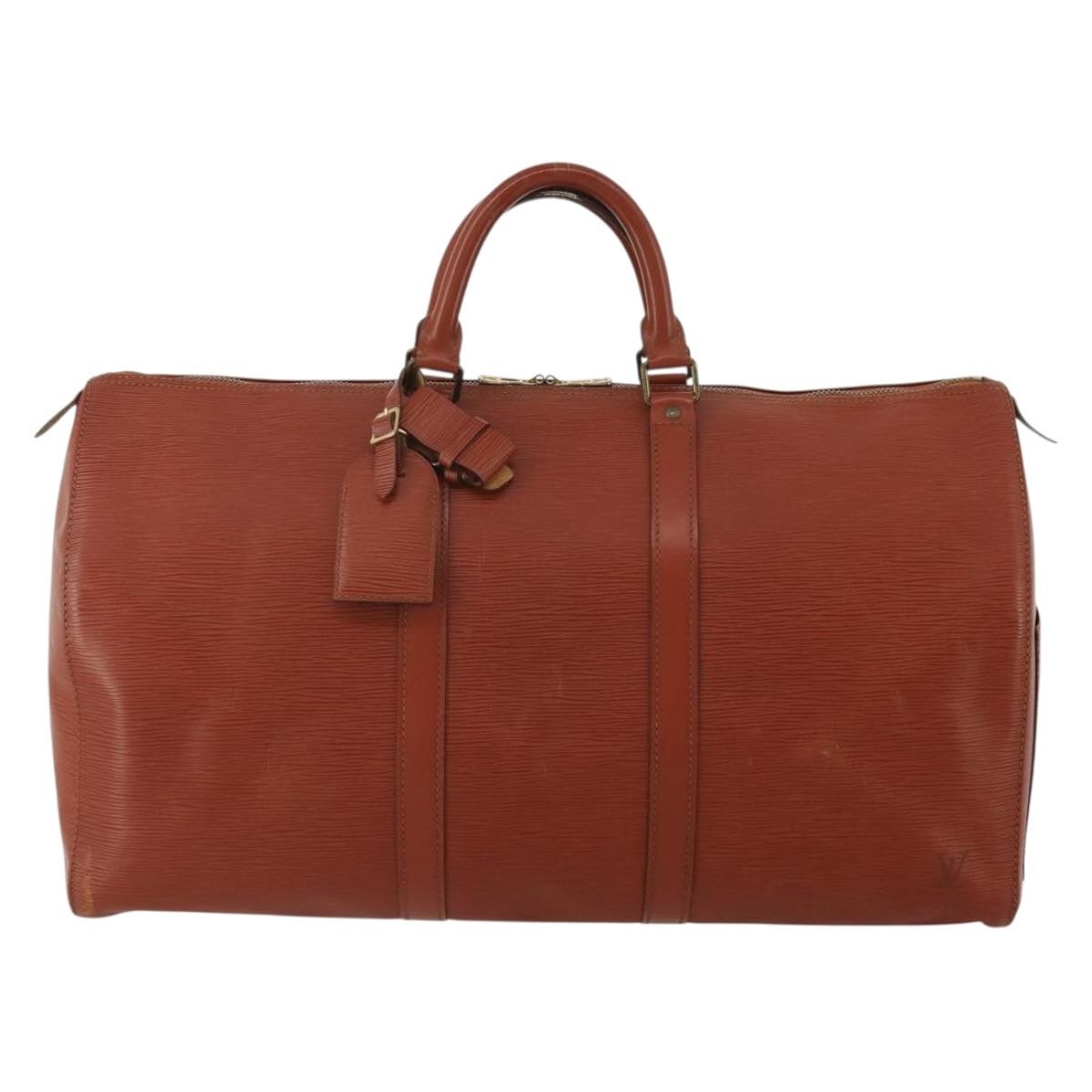 Louis Vuitton Keepall Bag Epi Leather Brown Leather Travel Bag Bag (Pre-Owned)