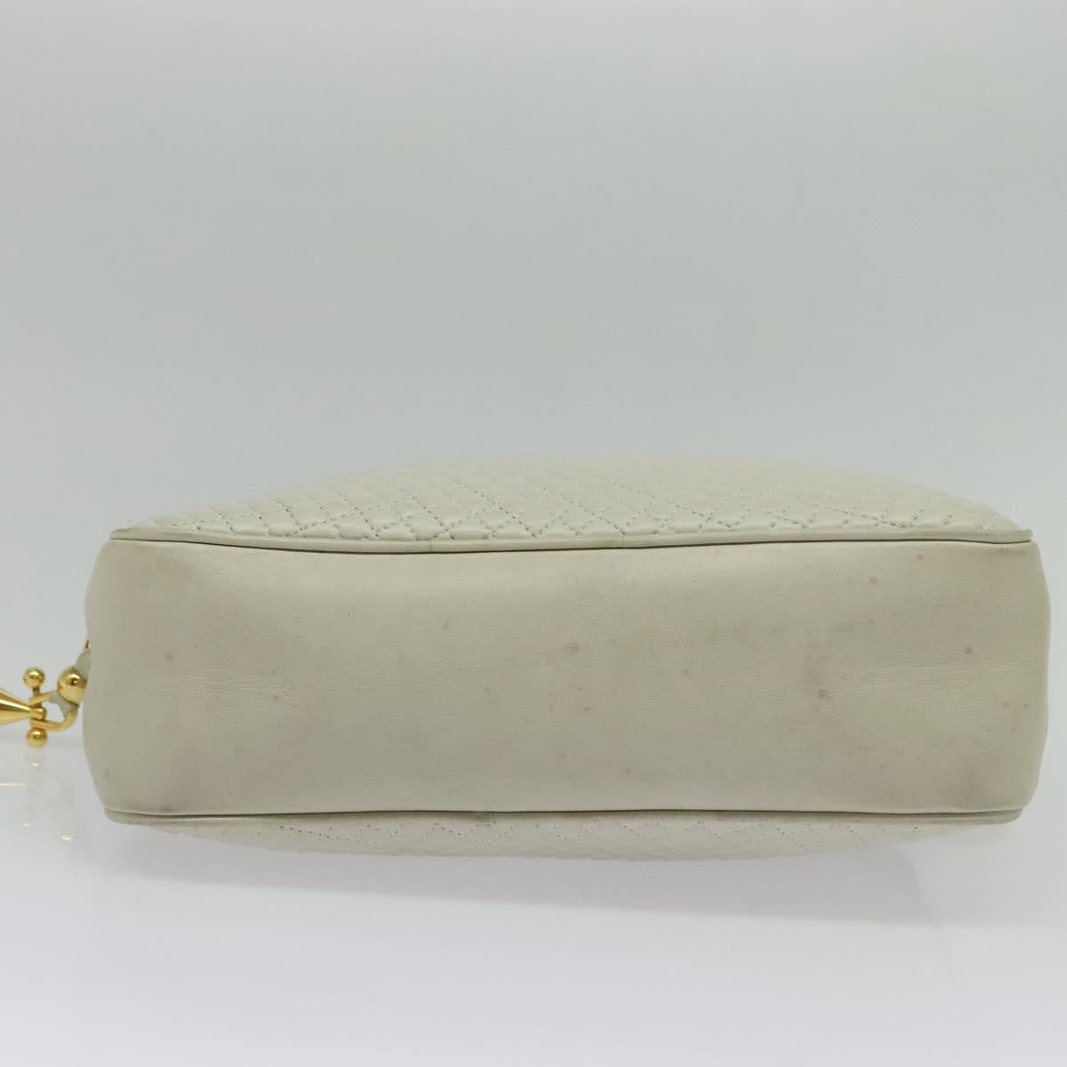 Bally Vintage Chain Quilted Leather Ecru Leather Shoulder Bag Bag (Pre-Owned)