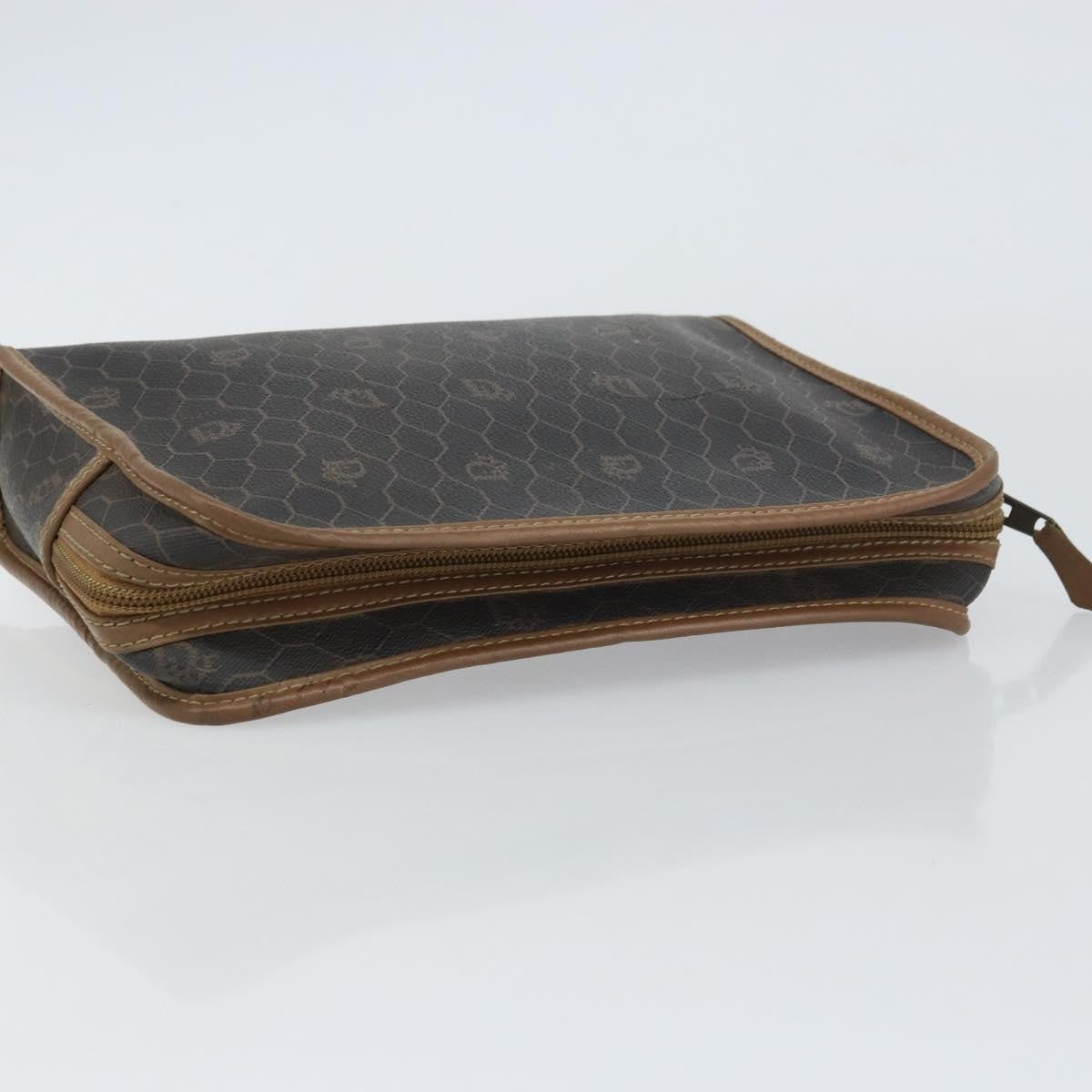 Christian Dior Vintage Honeycomb Zip Canvas And Leather Black Canvas Clutche & Pouche Bag (Pre-Owned)