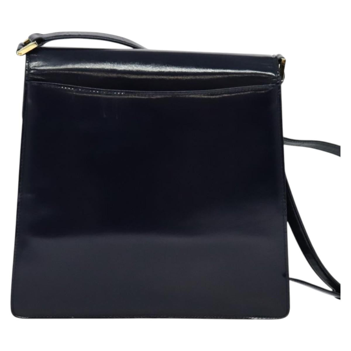 Saint Laurent Vintage Flap Leather Black Leather Shoulder Bag Bag (Pre-Owned)