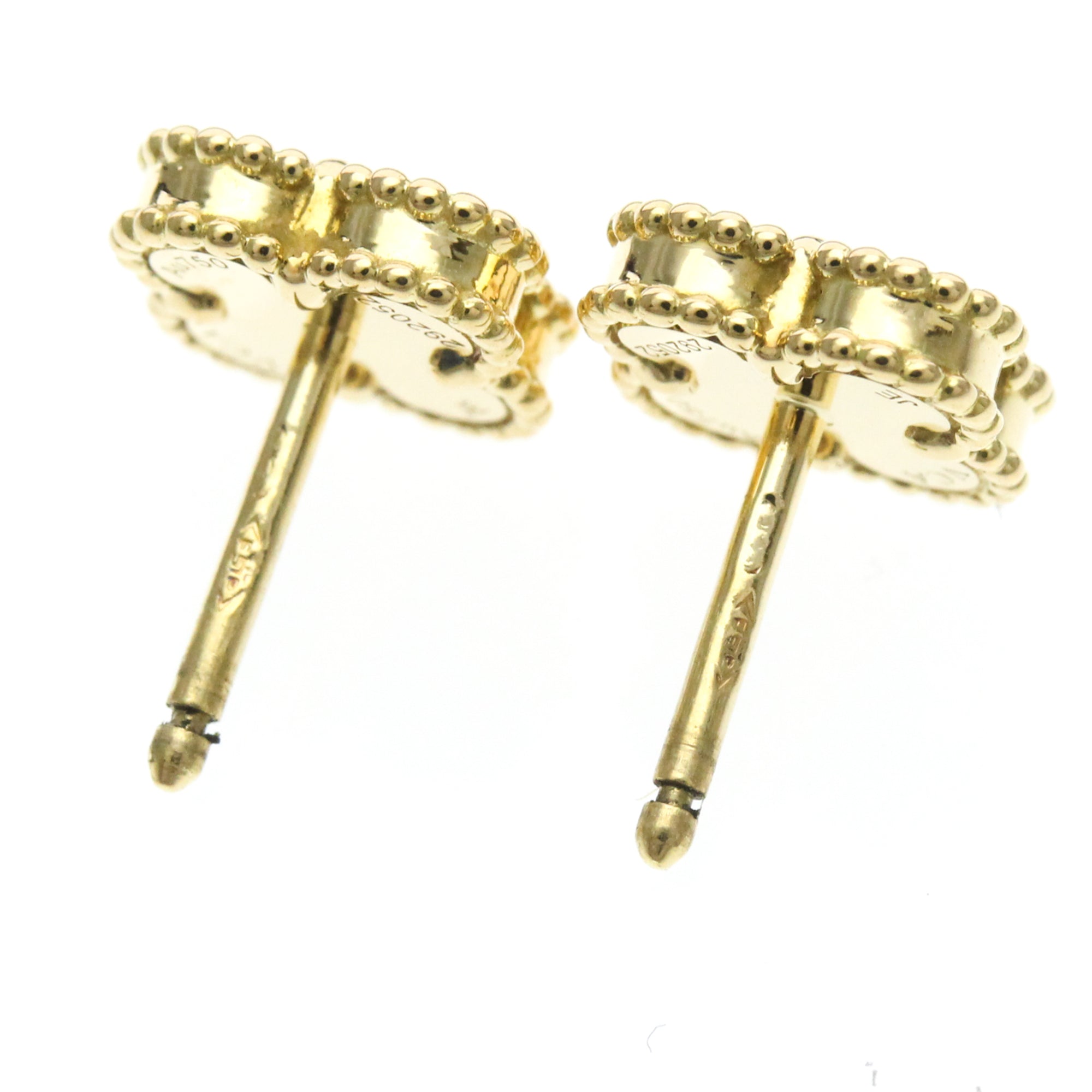 Van Cleef & Arpels Sweet Alhambra Stud 18K Yellow Gold And Onyx Gold Yellow_Gold Earrings Jewelry (Pre-Owned)