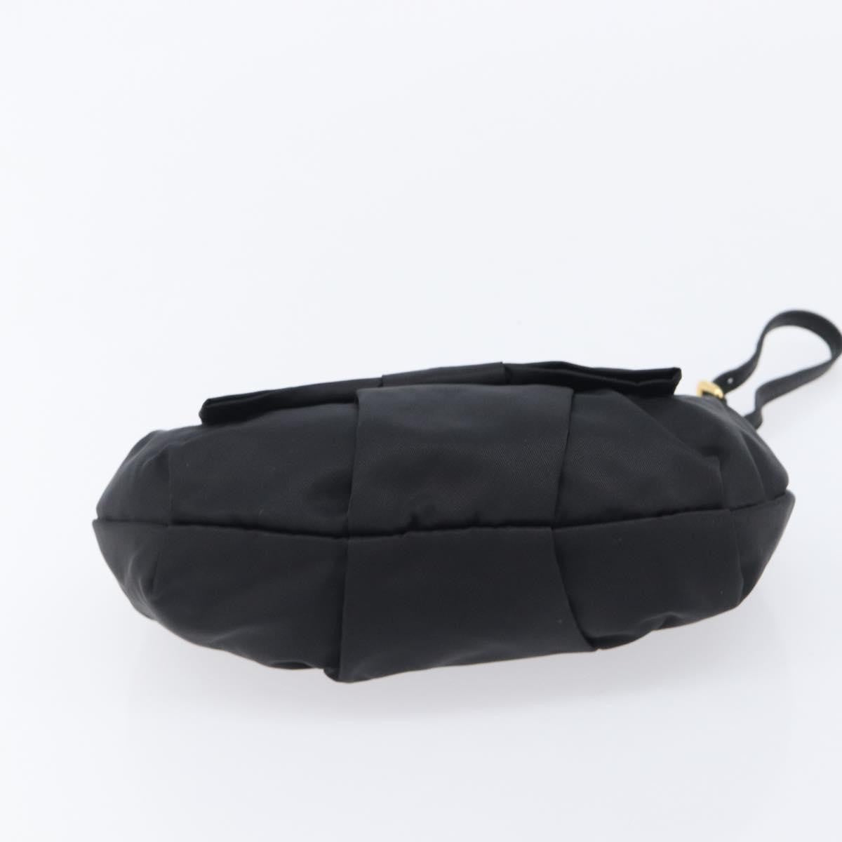 Prada Bow Wristlet Tessuto Black Nylon Clutche & Pouche Bag (Pre-Owned)