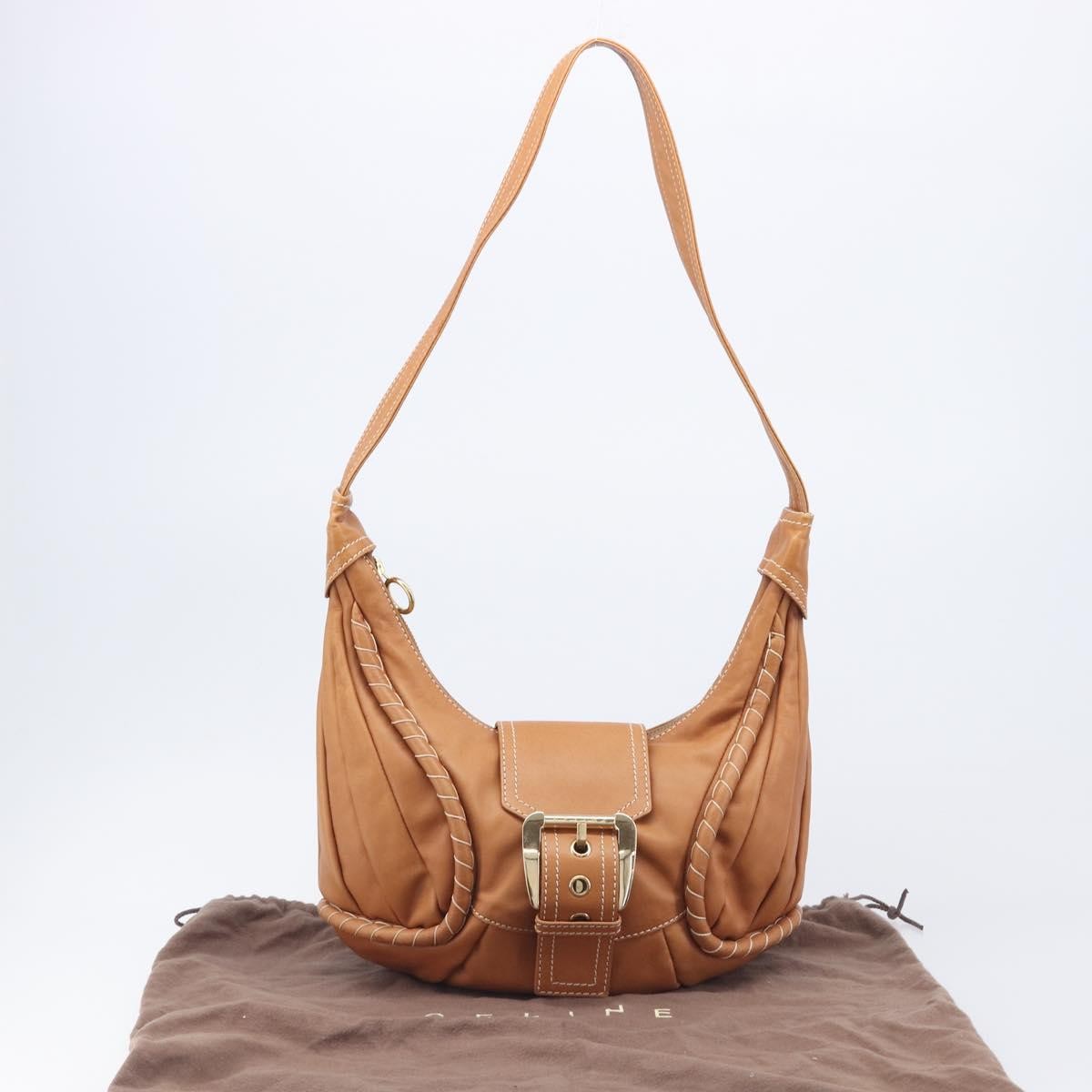 Celine Shoulder Leather Brown Leather Shoulder Bag Bag (Pre-Owned)