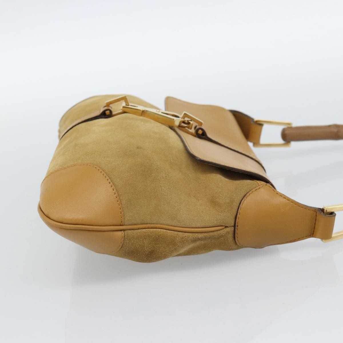 Gucci Bamboo Jackie Suede Beige Suede Handbag (Pre-Owned)