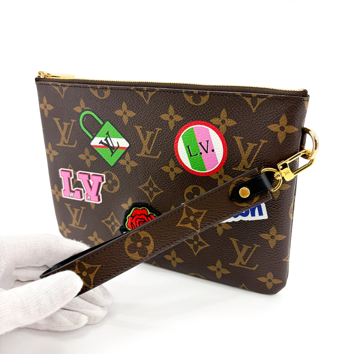Louis Vuitton City Pouch Limited Edition Patches Monogram Canvas Brown Canvas Clutche & Pouche Bag (Pre-Owned)