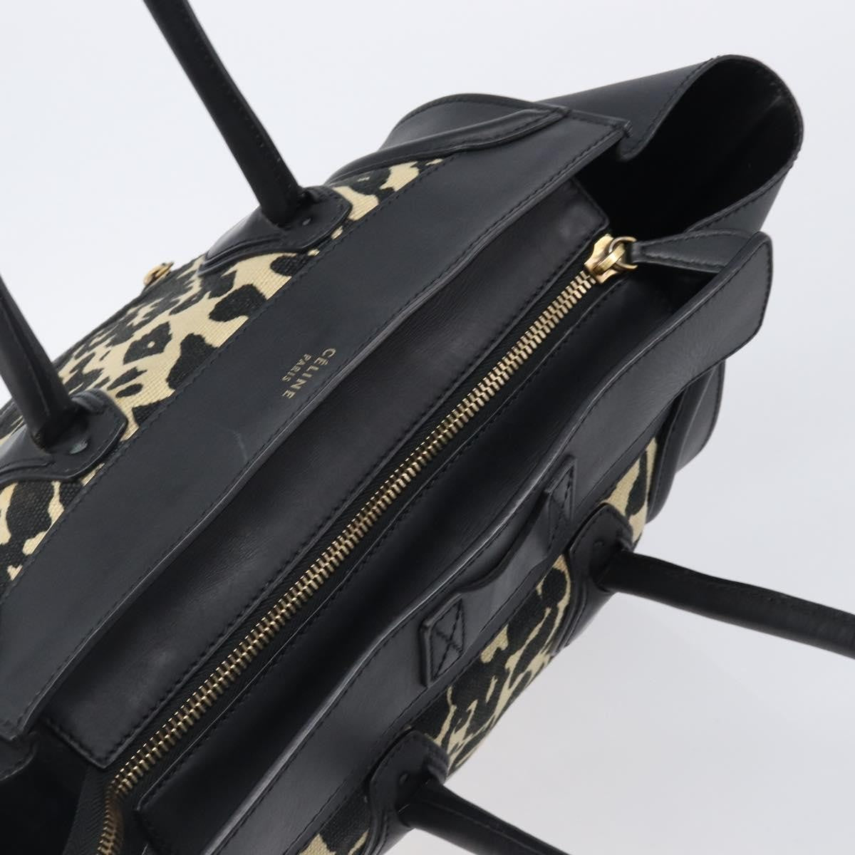 Celine Luggage Printed Canvas And Leather Black Leather Handbag (Pre-Owned)