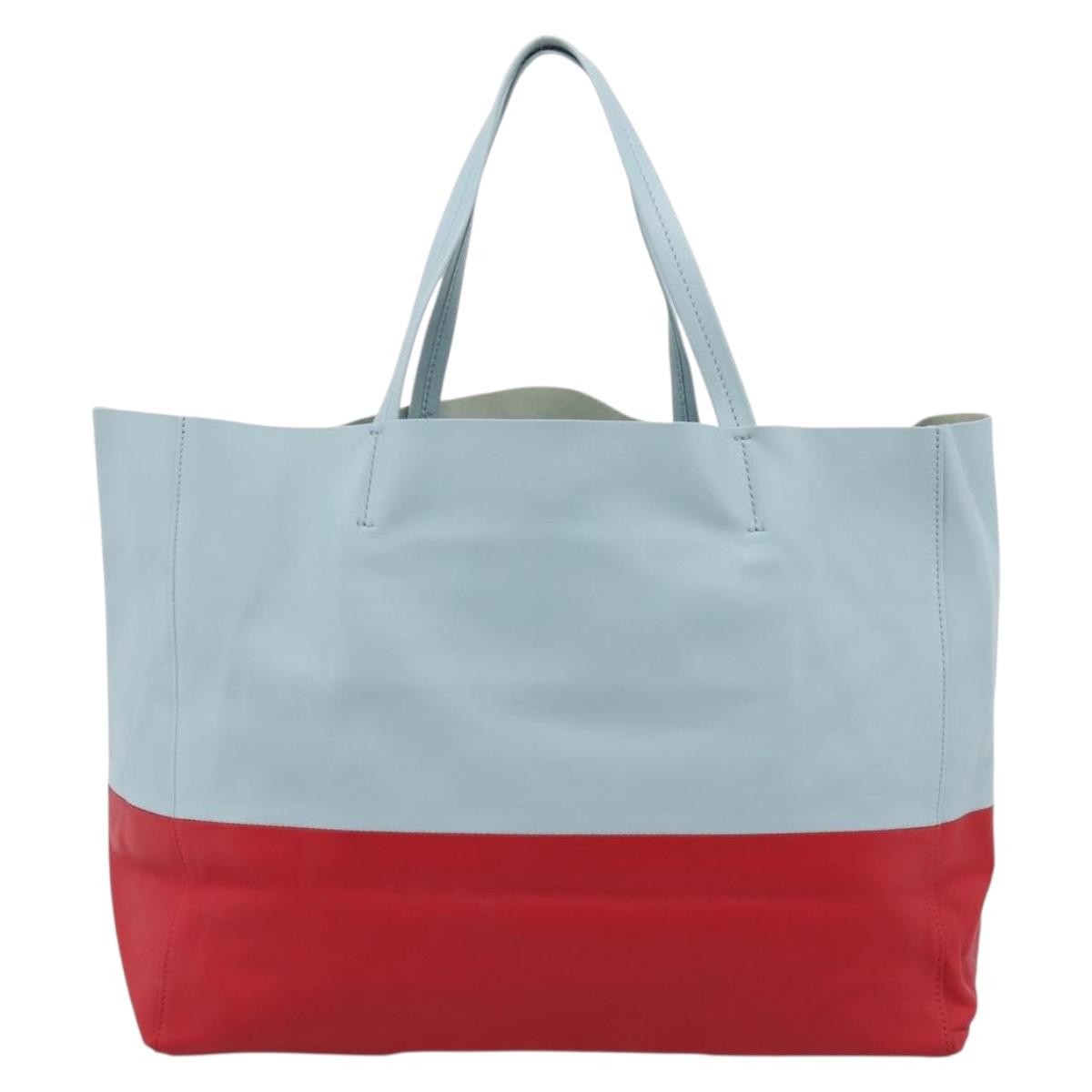 Celine Horizontal Bi-Cabas Leather Blue Leather Tote Bag Bag (Pre-Owned)
