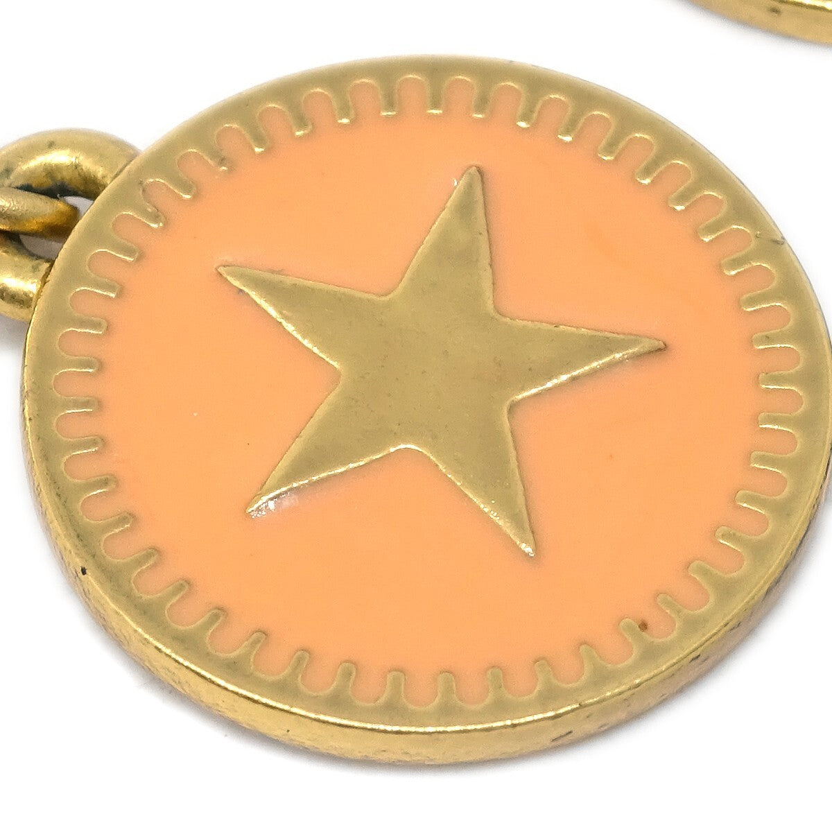 Chanel Cc Star Dangle Metal With Enamel Pink Gold_Plated Earrings Jewelry (Pre-Owned)