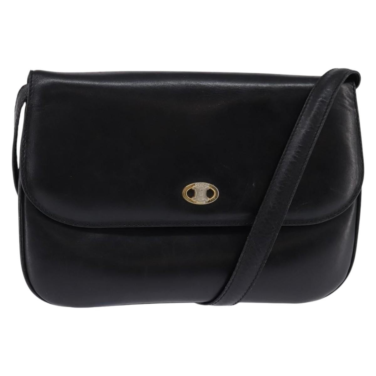 Celine Vintage Leather Black Leather Shoulder Bag Bag (Pre-Owned)