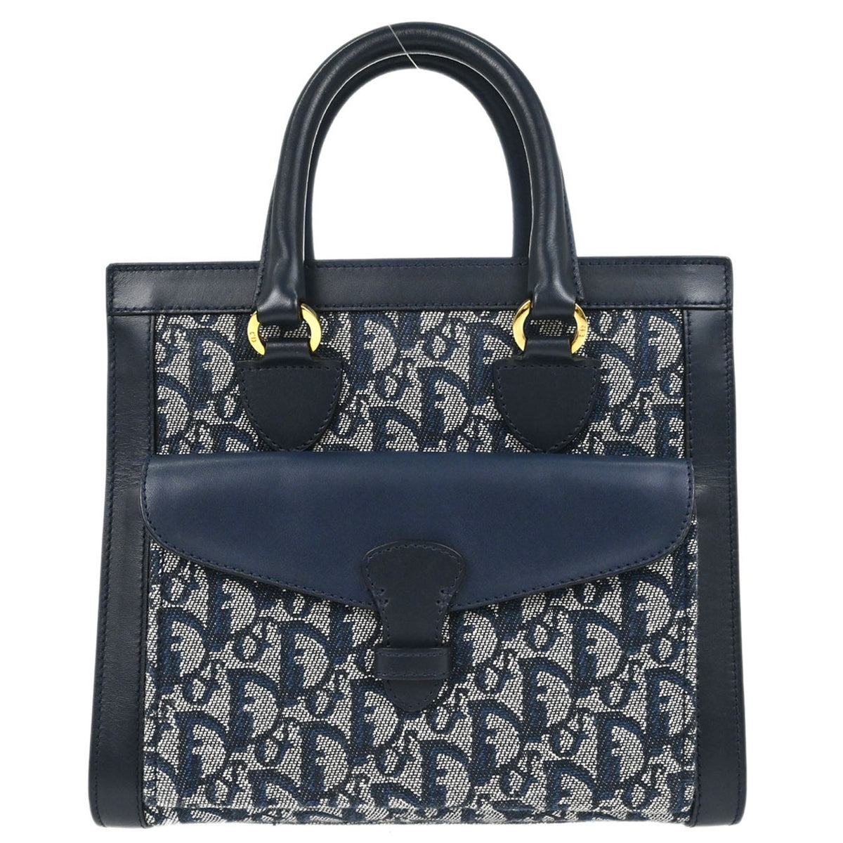 Christian Dior Vintage Trotter Pocket Diorissimo Canvas Navy Canvas Tote Bag Bag (Pre-Owned)