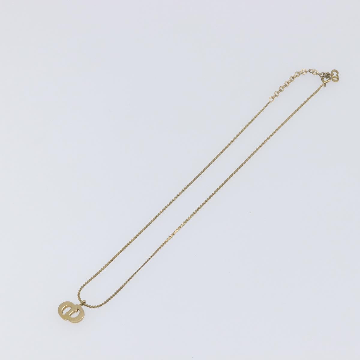 Christian Dior Vintage Cd Pendant Metal With Crystals Gold Metal Necklace Jewelry (Pre-Owned)