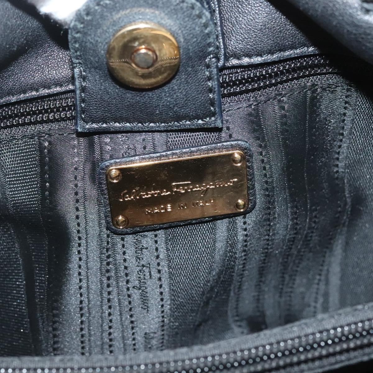 Salvatore Ferragamo Vala Leather Black Leather Handbag (Pre-Owned)