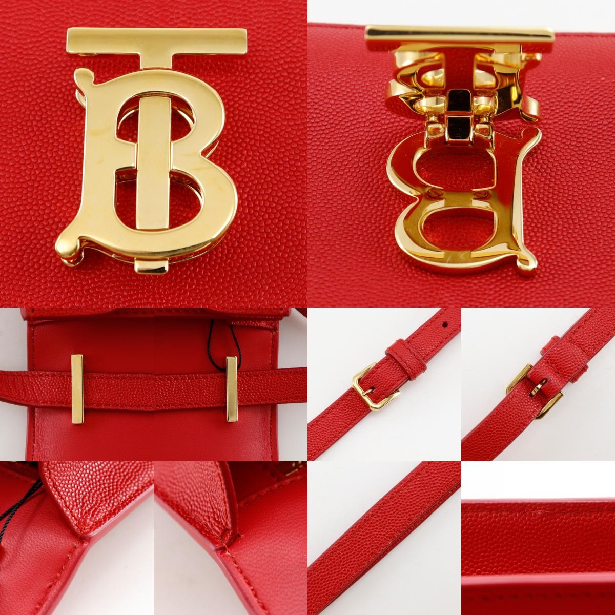 Burberry Tb Flap Leather Red Leather Clutche & Pouche Bag (Pre-Owned)