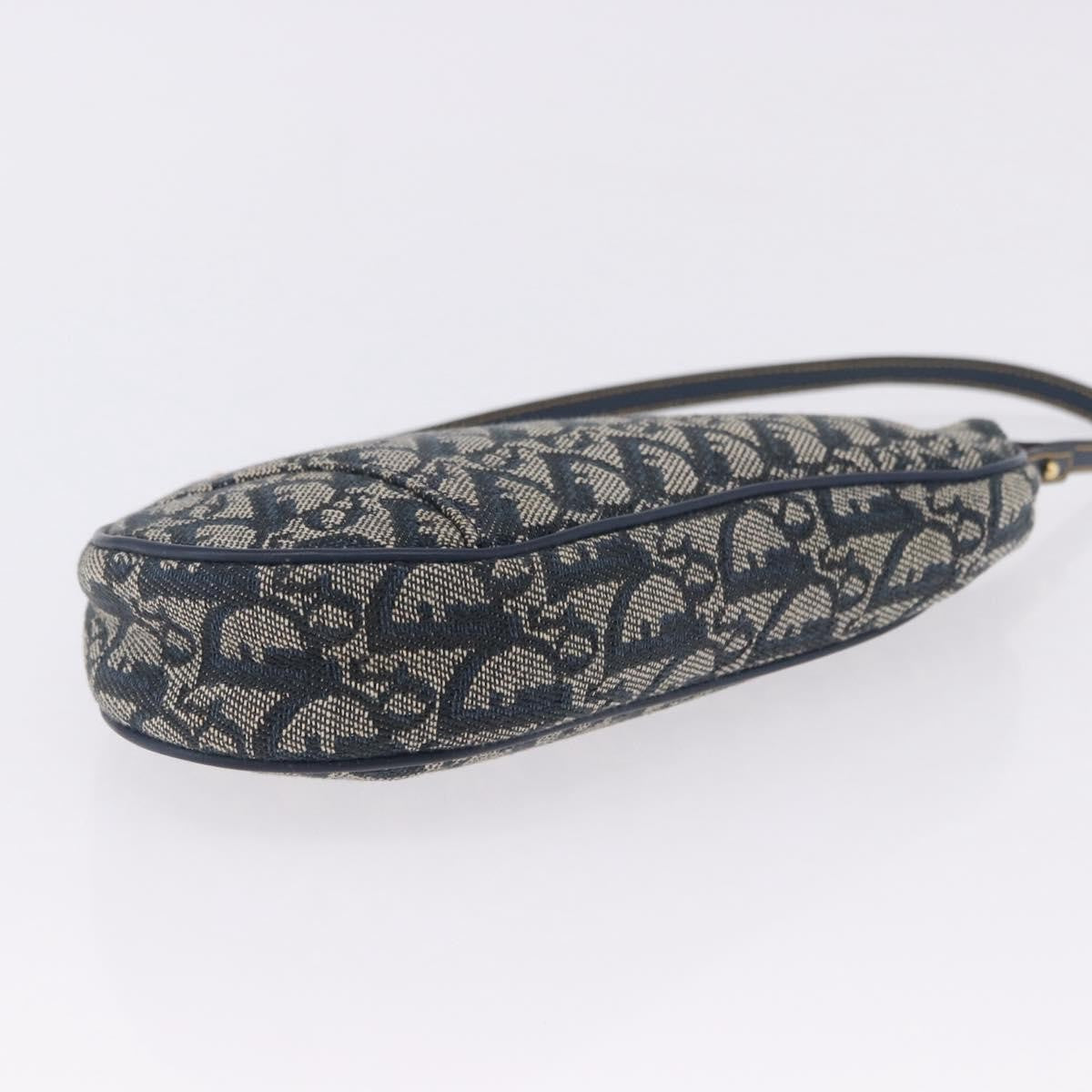 Christian Dior Vintage Saddle Bag Canvas Navy Canvas Clutche & Pouche Bag (Pre-Owned)