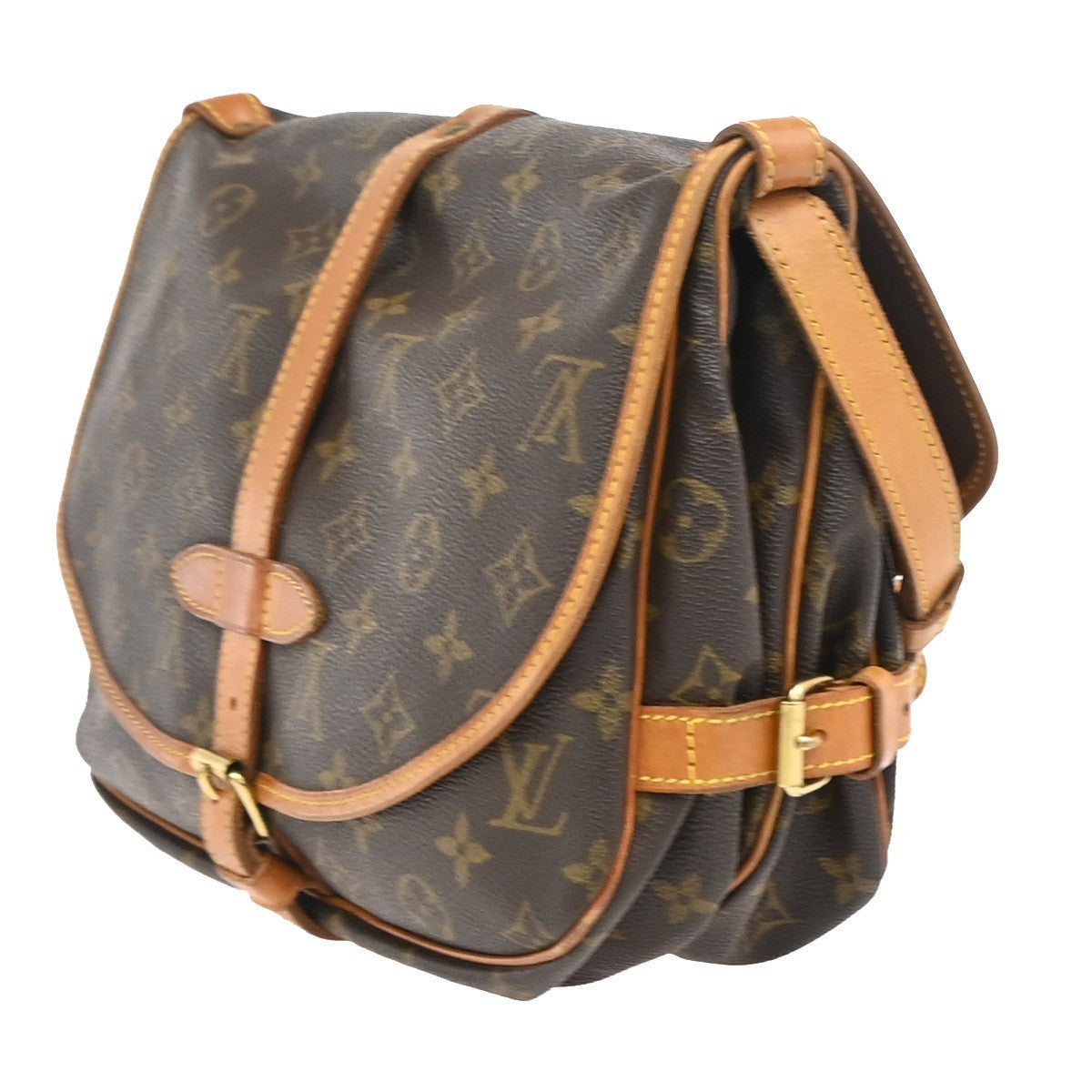 Louis Vuitton Saumur Monogram Brown Leather Shoulder Bag Bag (Pre-Owned)