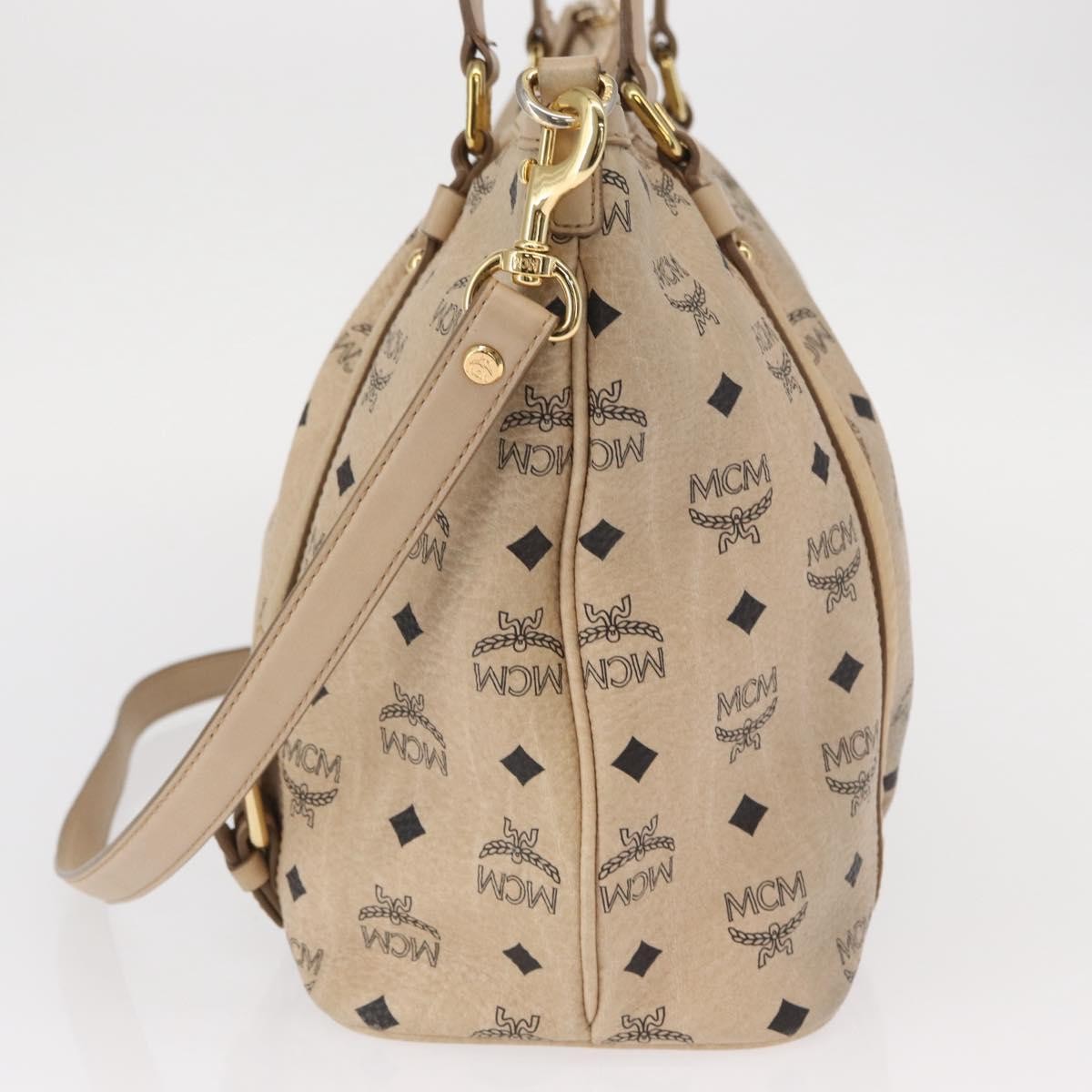 MCM Vintage Visetos Canvas Beige Pvc Tote Bag Bag (Pre-Owned)