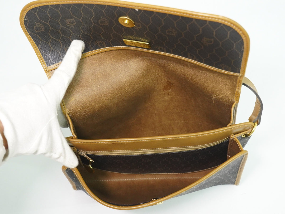 Christian Dior Vintage Honeycomb Canvas Black Canvas Shoulder Bag Bag (Pre-Owned)