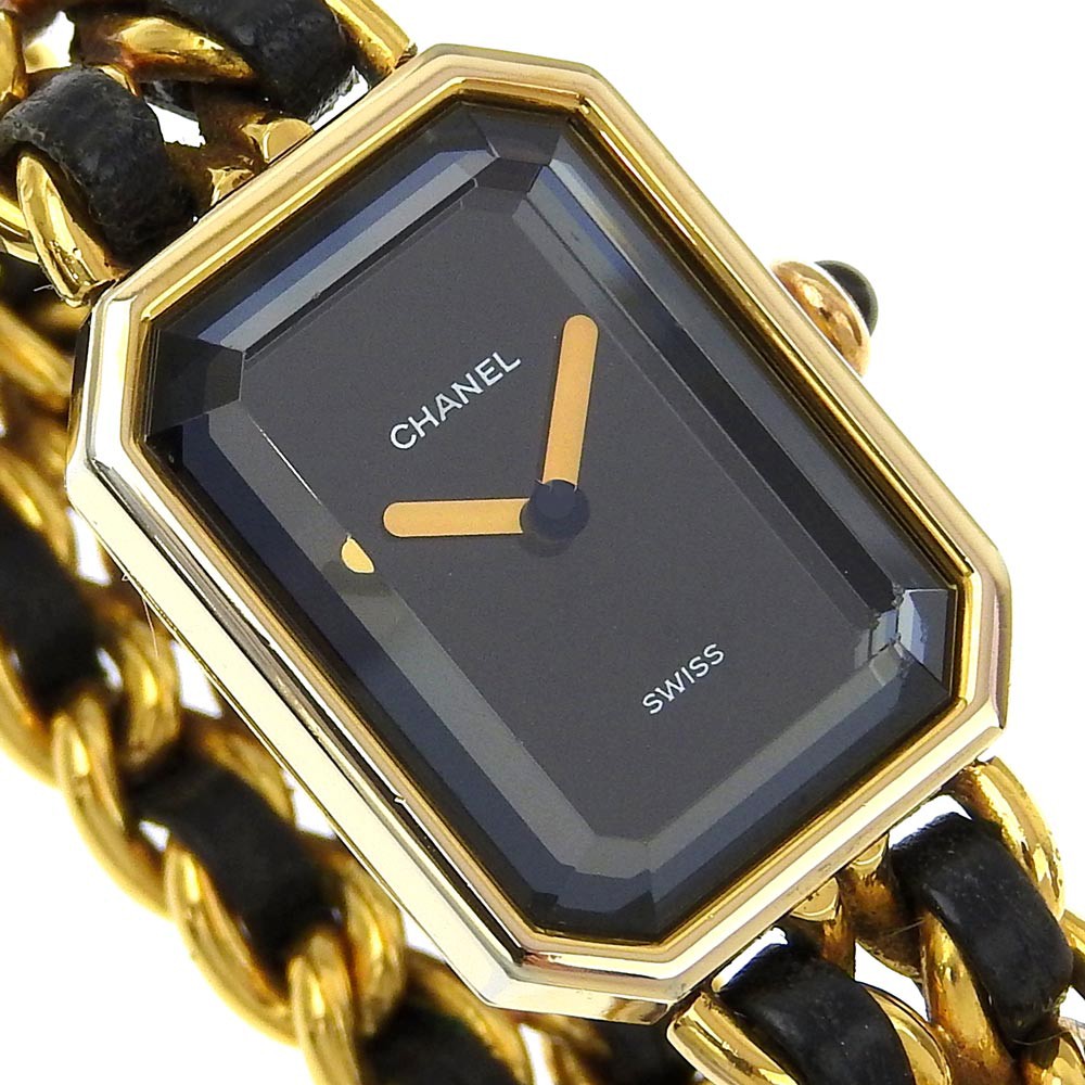Chanel Premiere Rock Quartz Plated Metal And Leather Watch (Pre-Owned)