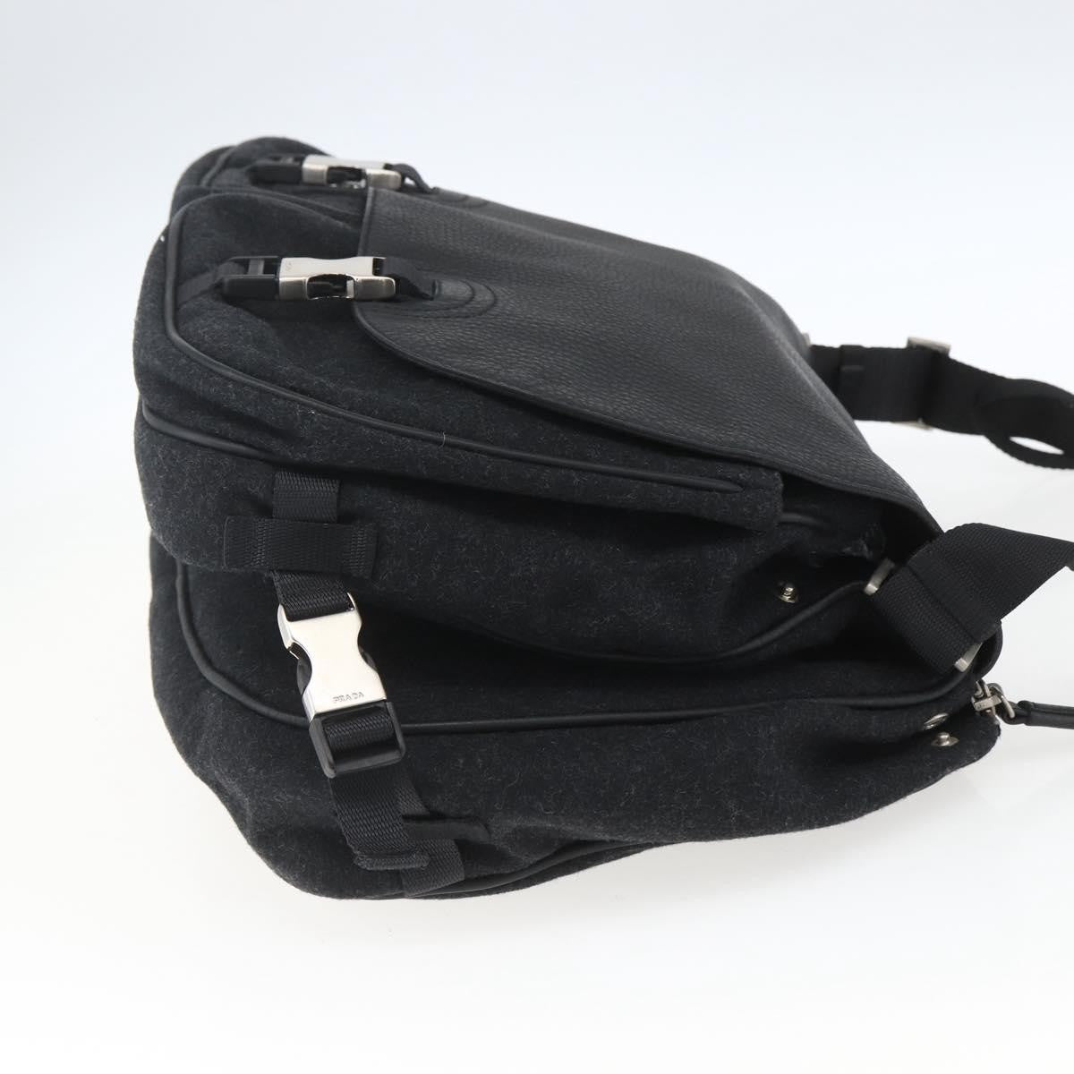 Prada Shoulder Wool Black Wool Shoulder Bag Bag (Pre-Owned)