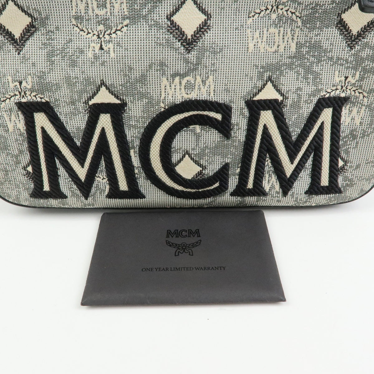 MCM Vintage Vicetos Leather Gray Canvas Shoulder Bag Bag (Pre-Owned)